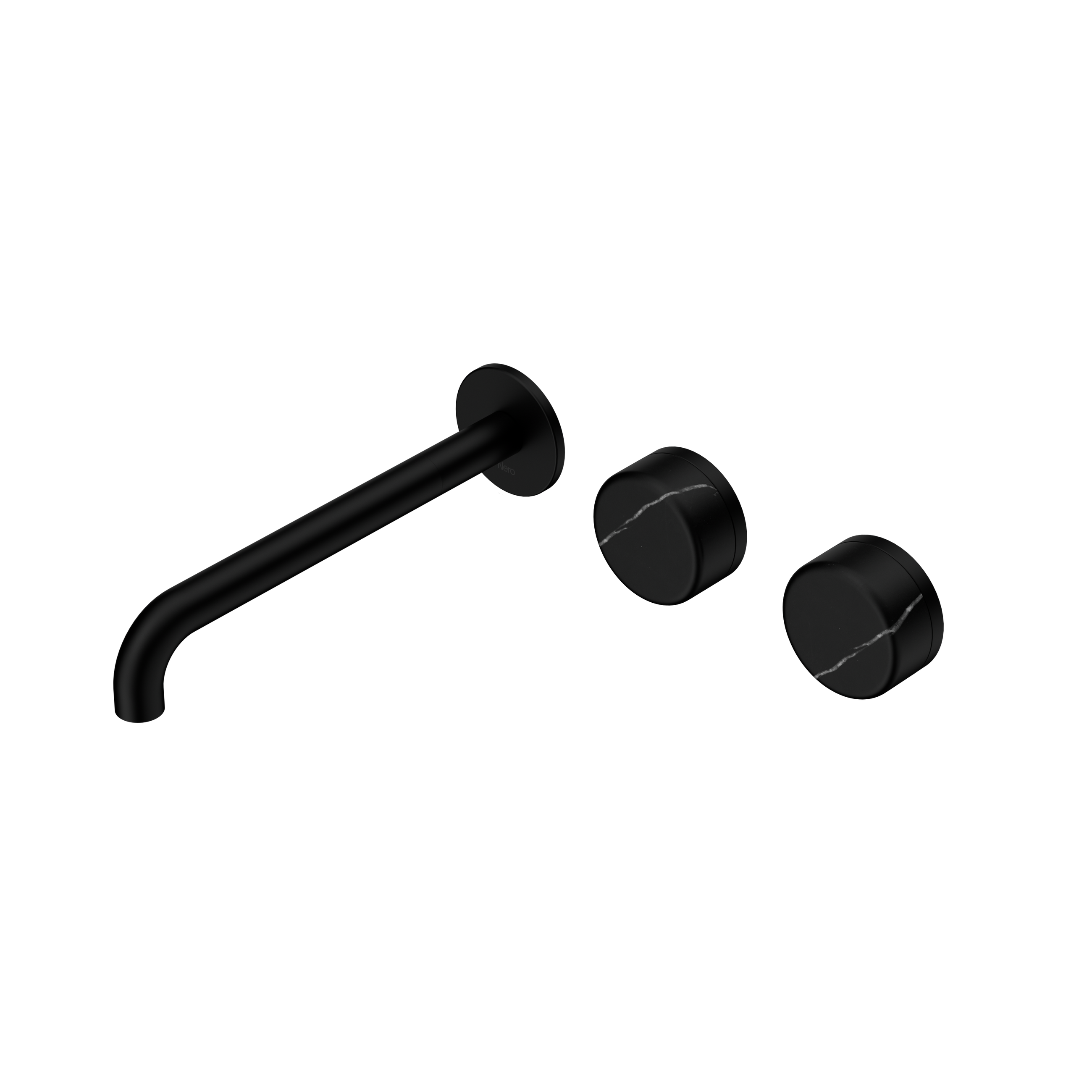 Serenity Wall Basin Set 220mm Offset Spout With Marquina Black Handle Matte Black