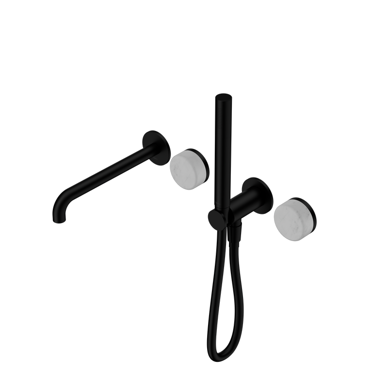 Serenity Progressive Shower System With Spout With Carrara Handle And Slim Shower Matte Black