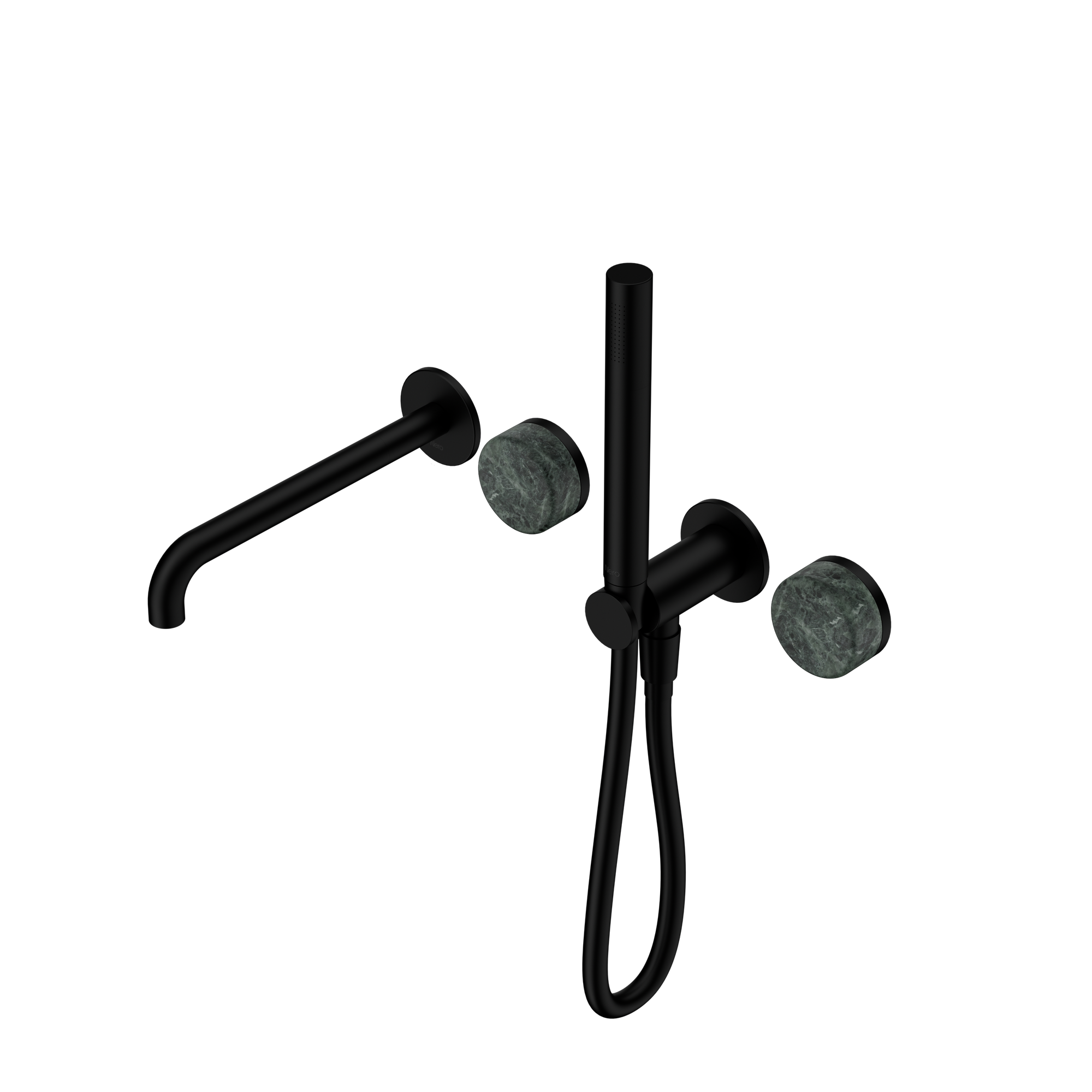 Serenity Progressive Shower System With Spout With Verde Alpi Handle And Slim Shower Matte Black
