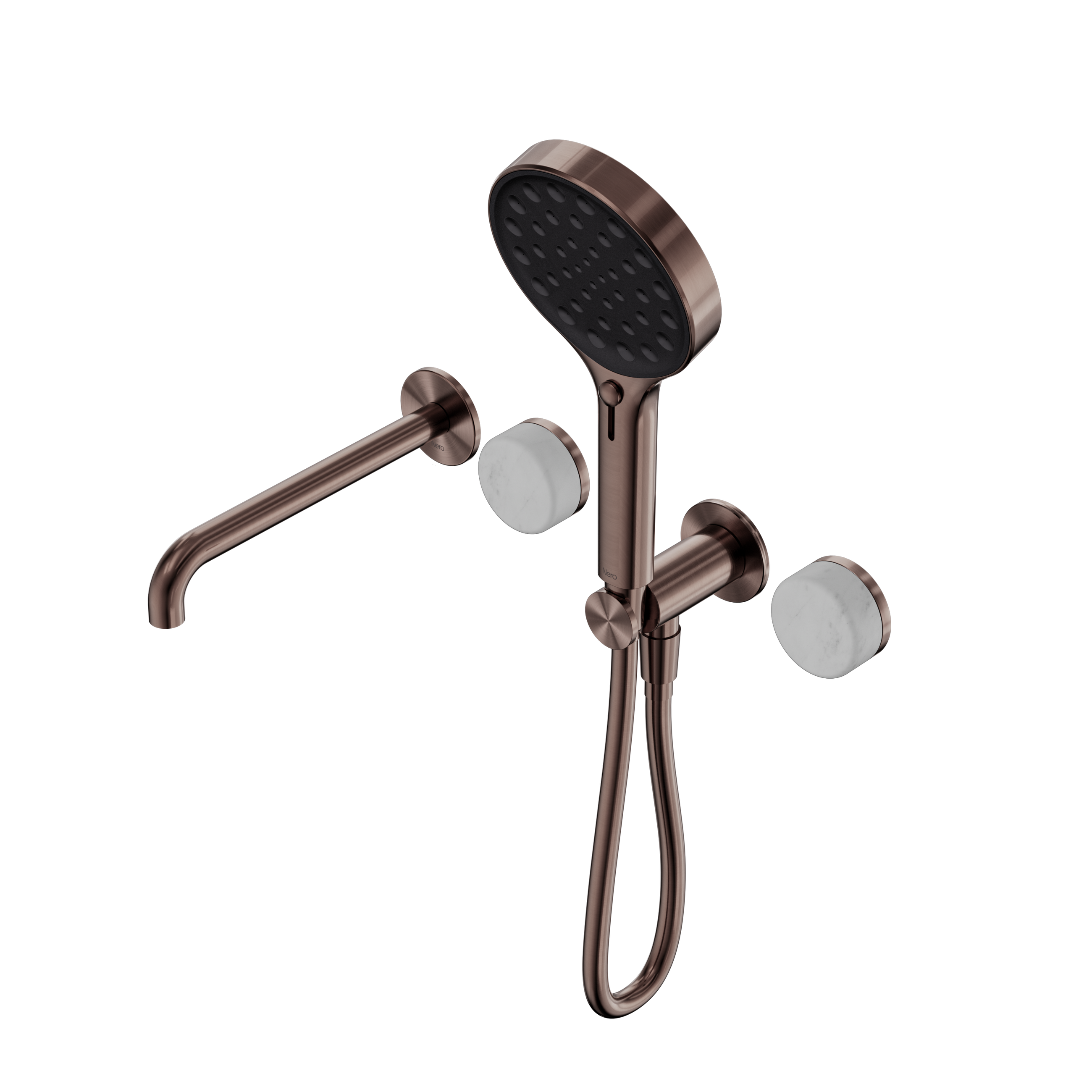 Serenity Progressive Shower System With Spout With Carrara Handle And Serenity Hand Shower Brushed Bronze