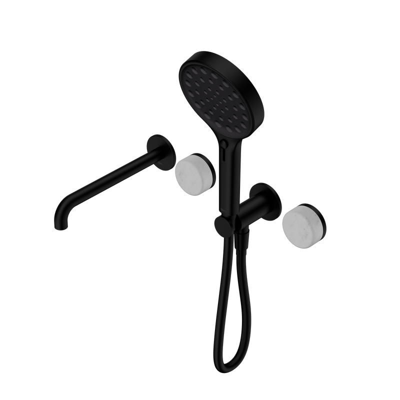 Serenity Progressive Shower System With Spout With Carrara Handle And Serenity Hand Shower Matte Black