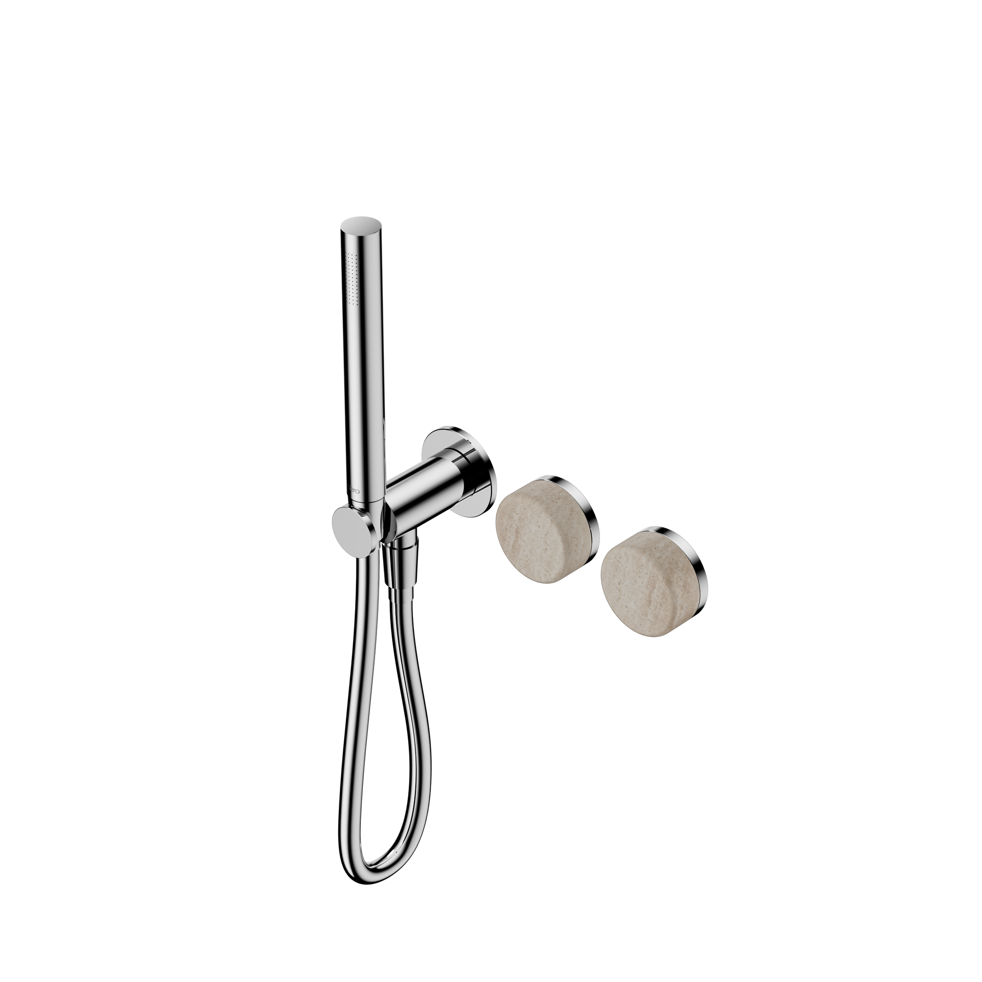 Serenity Progressive Shower System With Rome Travertine Handle And Slim Shower Chrome