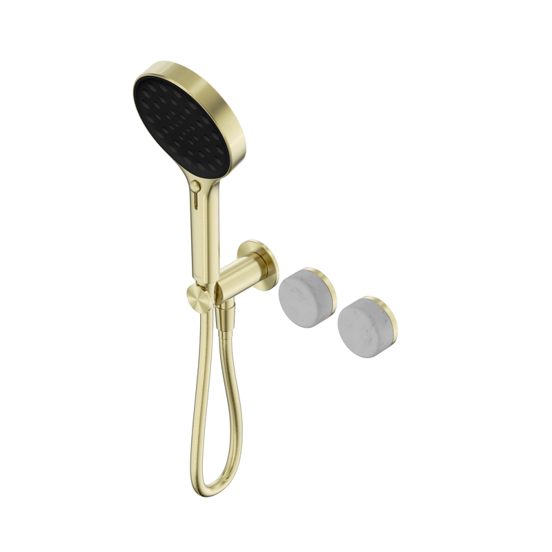 Serenity Progressive Shower System With Carrara Handle And Serenity Hand Shower Brushed Gold