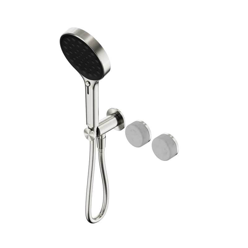 Serenity Progressive Shower System With Carrara Handle And Serenity Hand Shower Brushed Nickel
