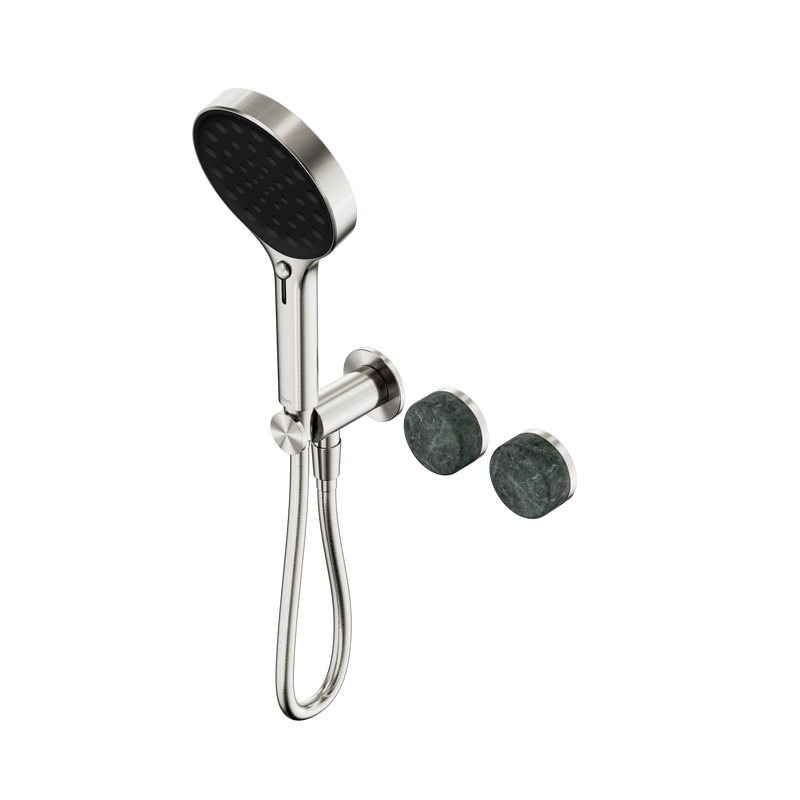 Serenity Progressive Shower System With Verde Alpi Handle And Serenity Hand Shower Brushed Nickel