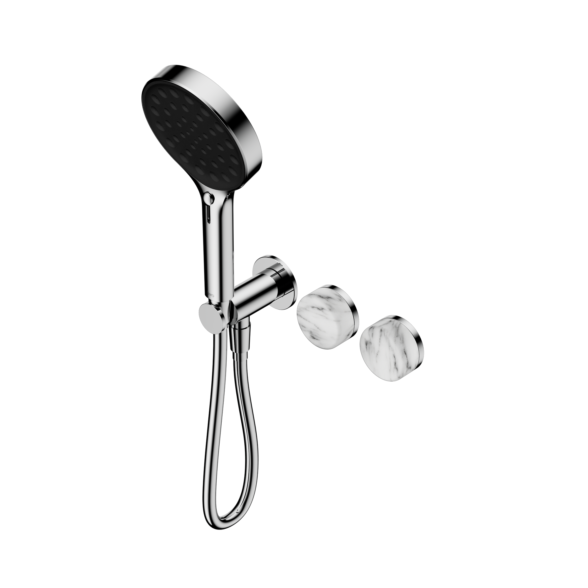 Serenity Progressive Shower System With Arabescato Corchia Handle And Serenity Hand Shower Chrome