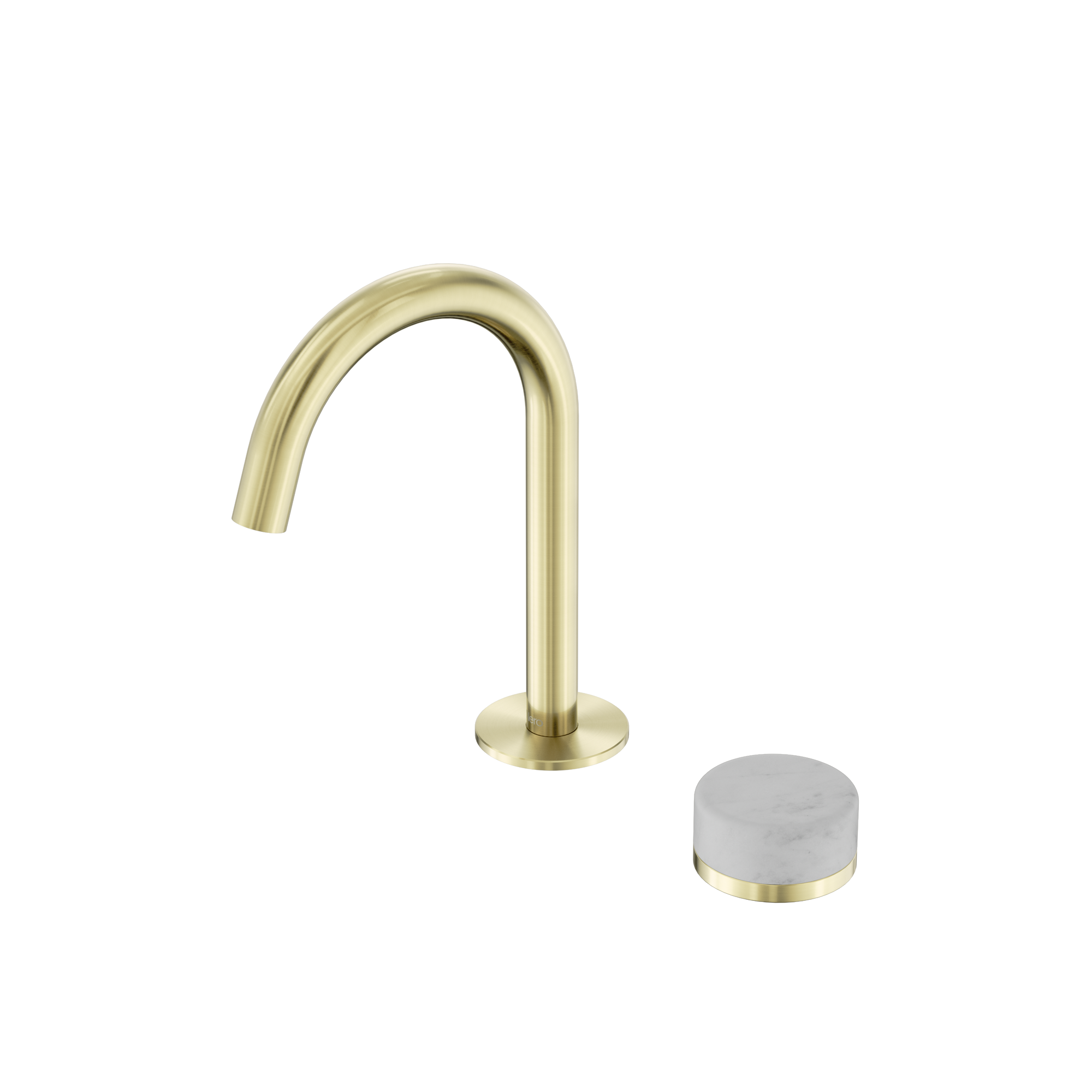 Serenity Progressive Basin Mixer Arc Spout With Carrara Handle Brushed Gold