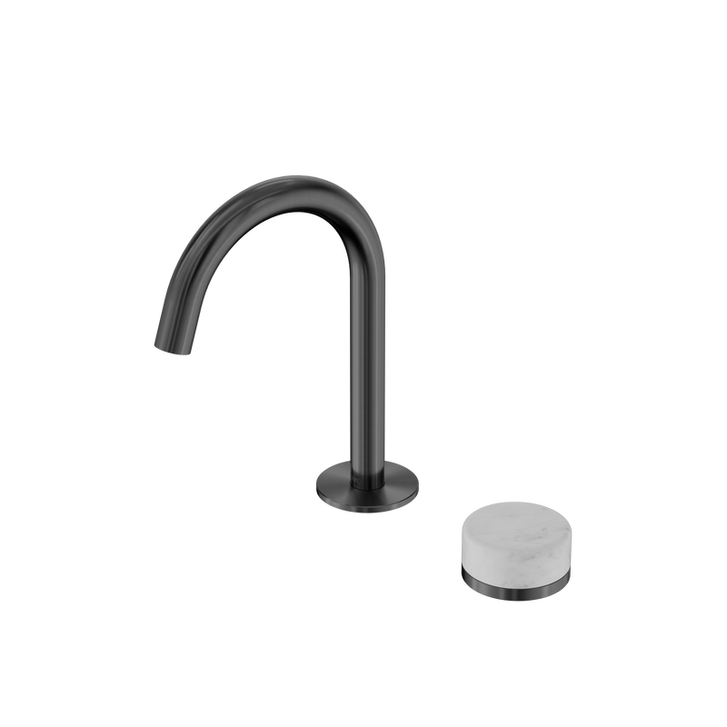Serenity Progressive Basin Mixer Arc Spout With Carrara Handle Gun Metal