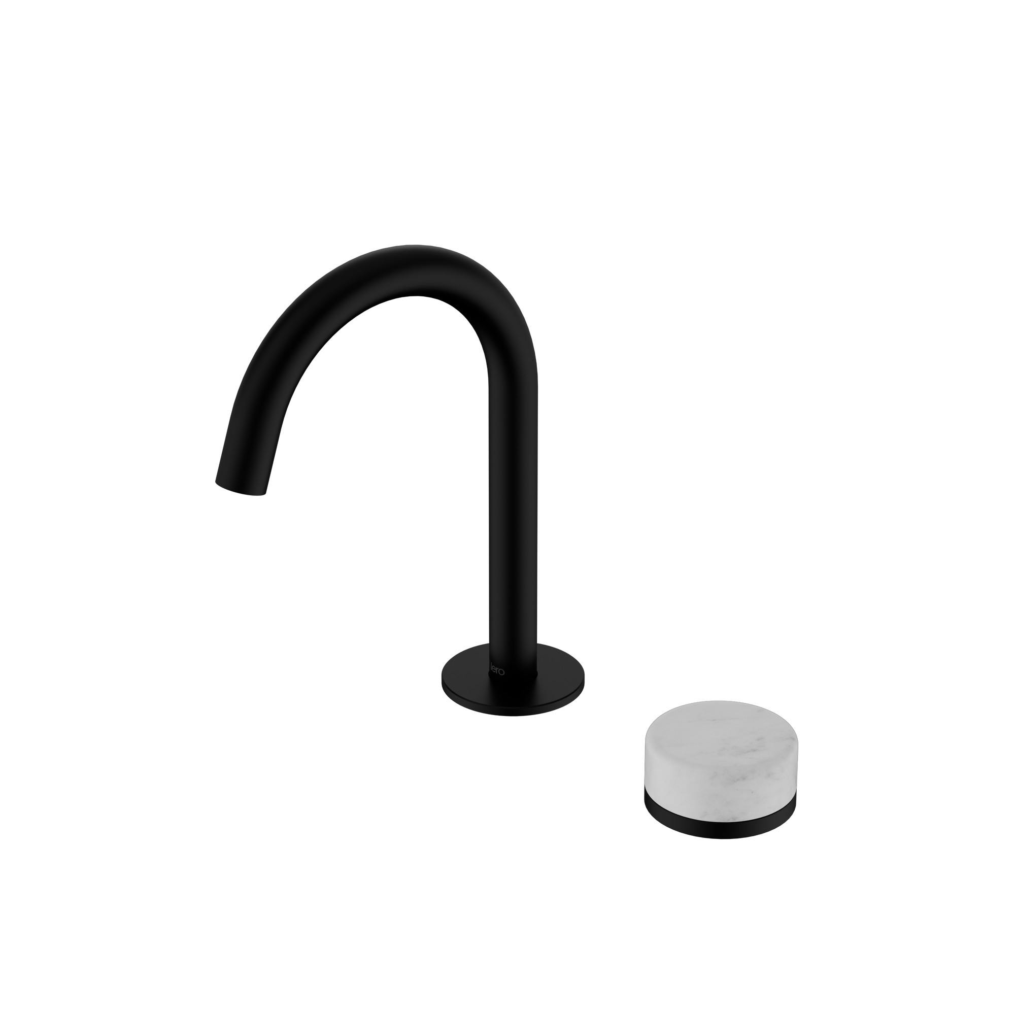 Serenity Progressive Basin Mixer Arc Spout With Carrara Handle Matte Black