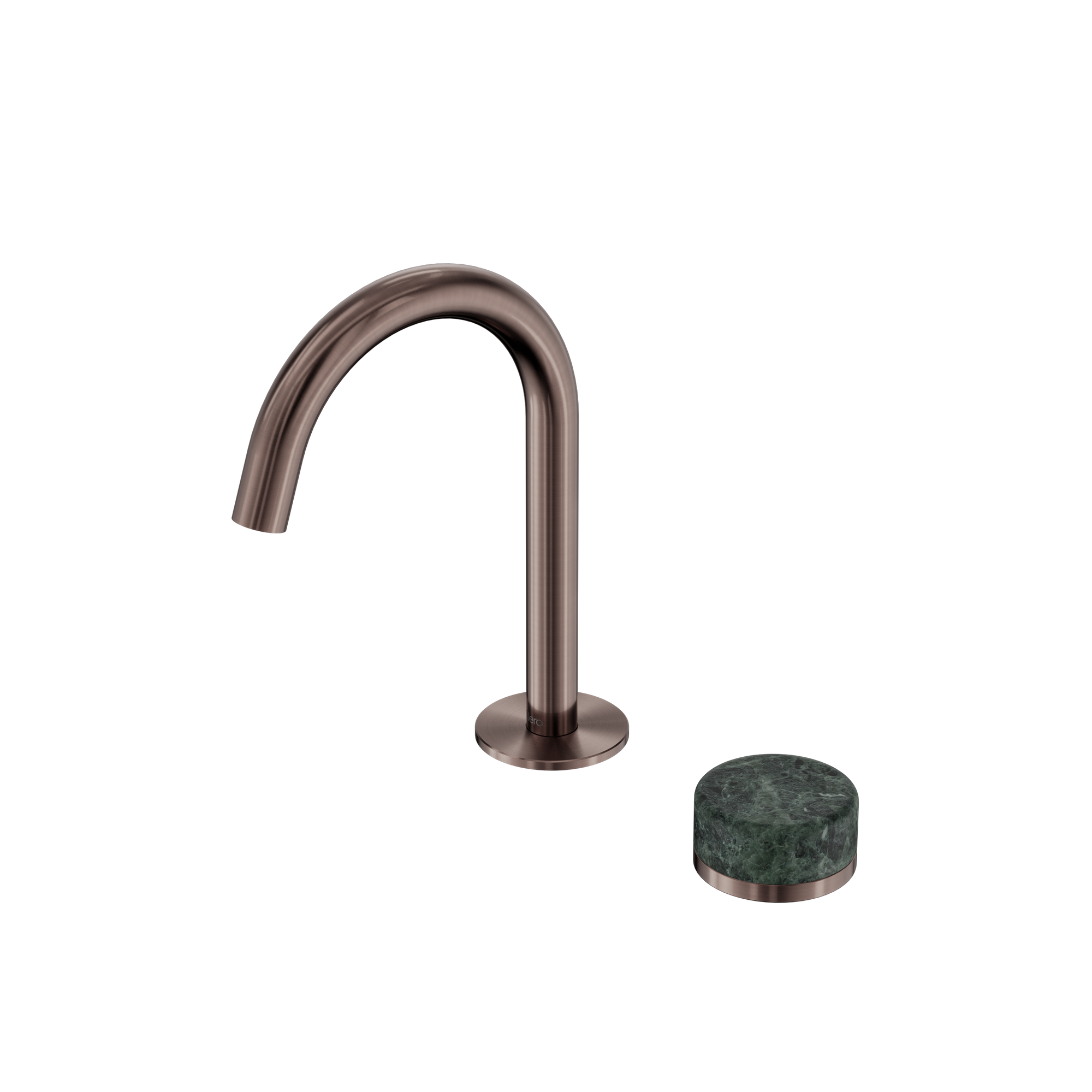 Serenity Progressive Basin Mixer Arc Spout With Verde Alpi Handle Brushed Bronze