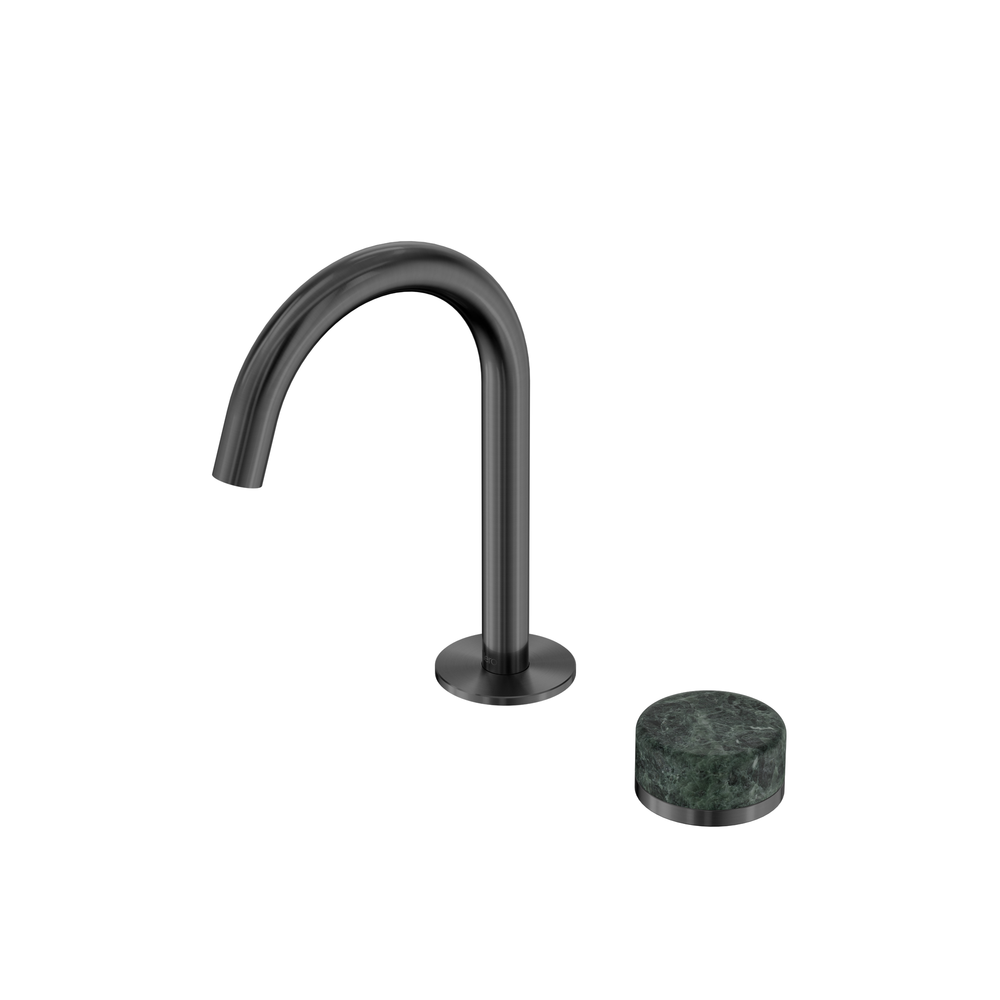 Serenity Progressive Basin Mixer Arc Spout With Verde Alpi Handle Gun Metal