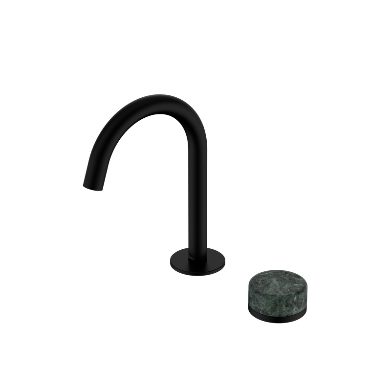 Serenity Progressive Basin Mixer Arc Spout With Verde Alpi Handle Matte Black