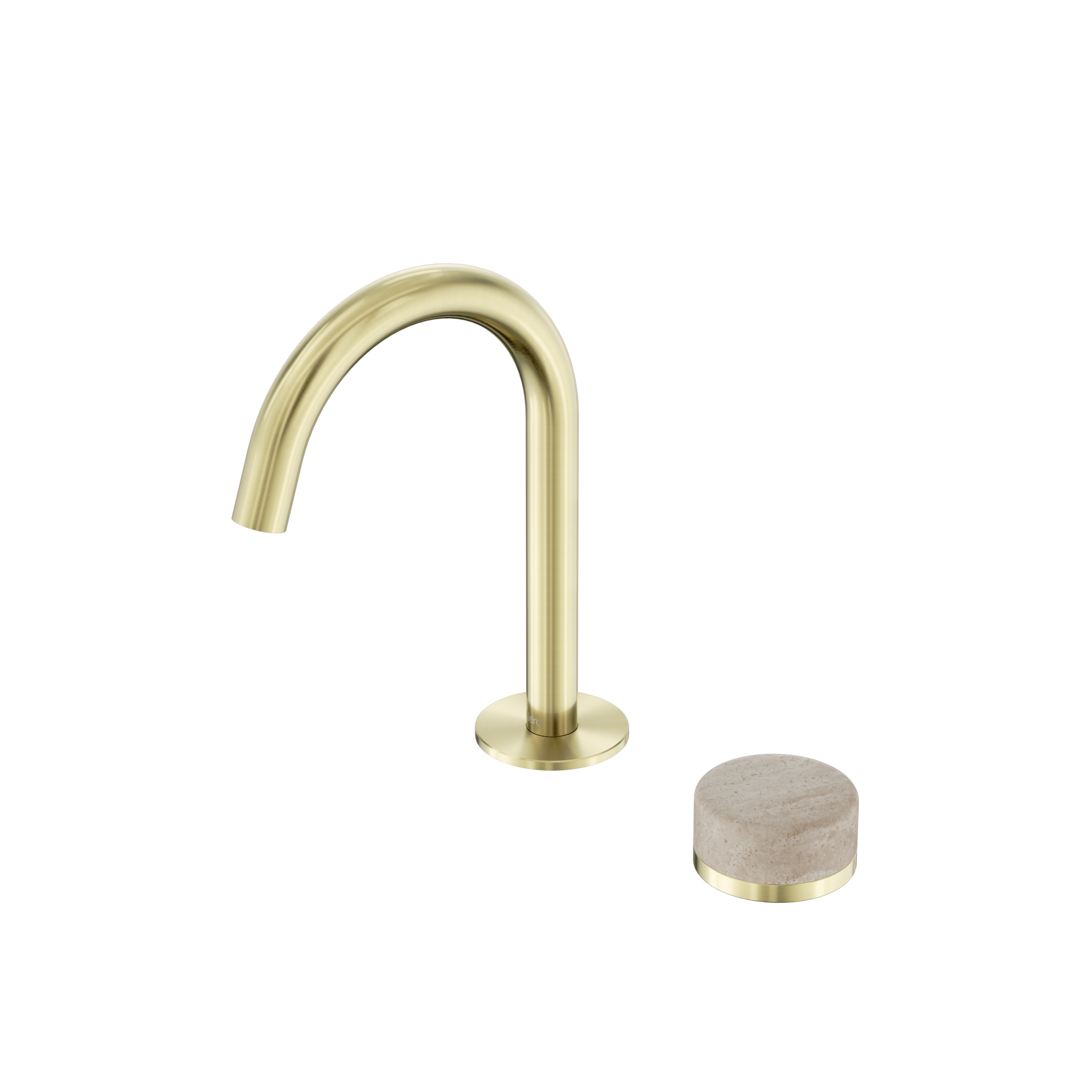 Serenity Progressive Basin Mixer Arc Spout With Rome Travertine Handle Brushed Gold
