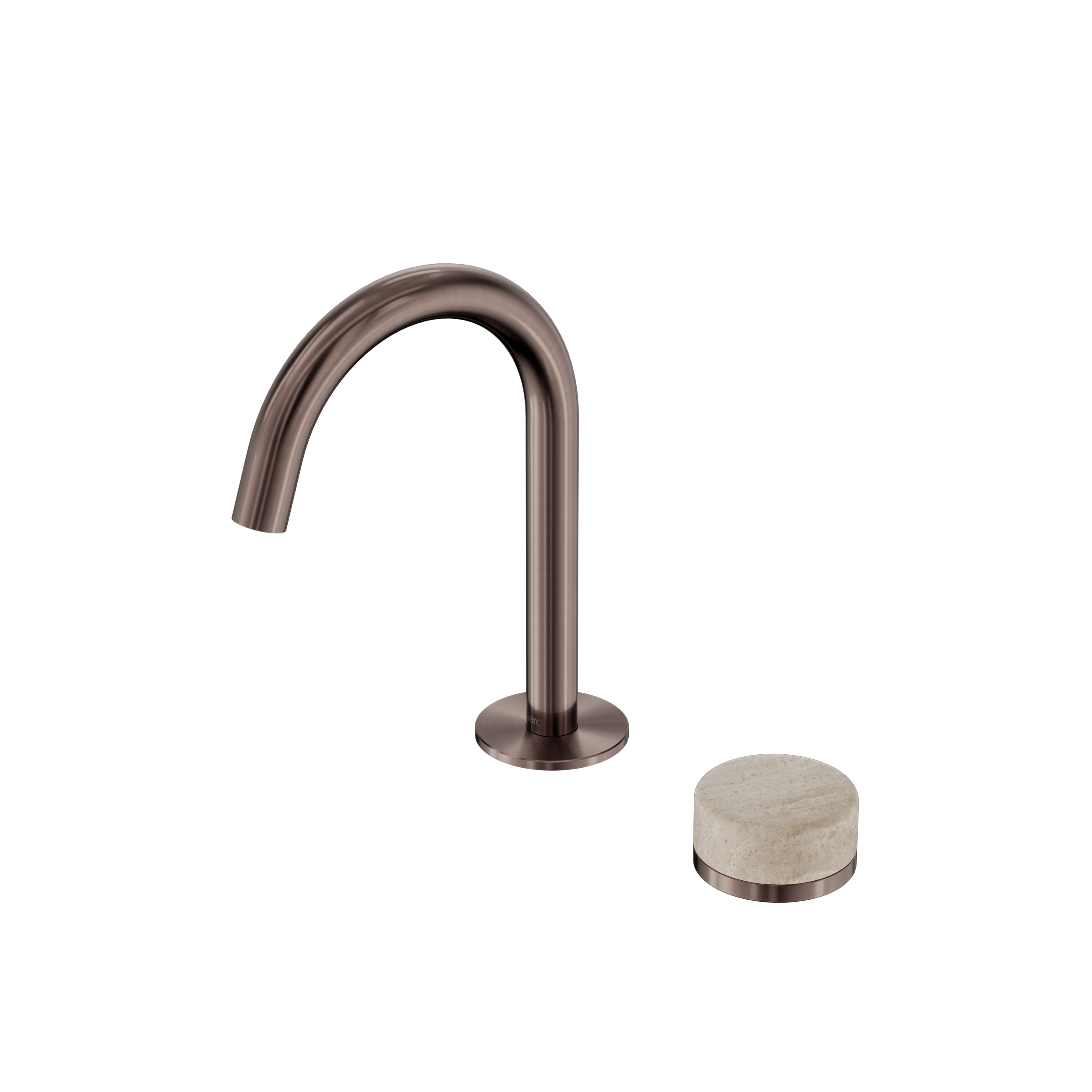 Serenity Progressive Basin Mixer Arc Spout With Rome Travertine Handle Brushed Bronze