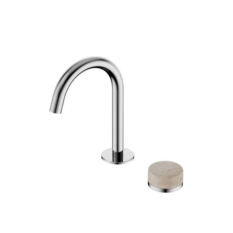 Serenity Progressive Basin Mixer Arc Spout With Rome Travertine Handle Chrome
