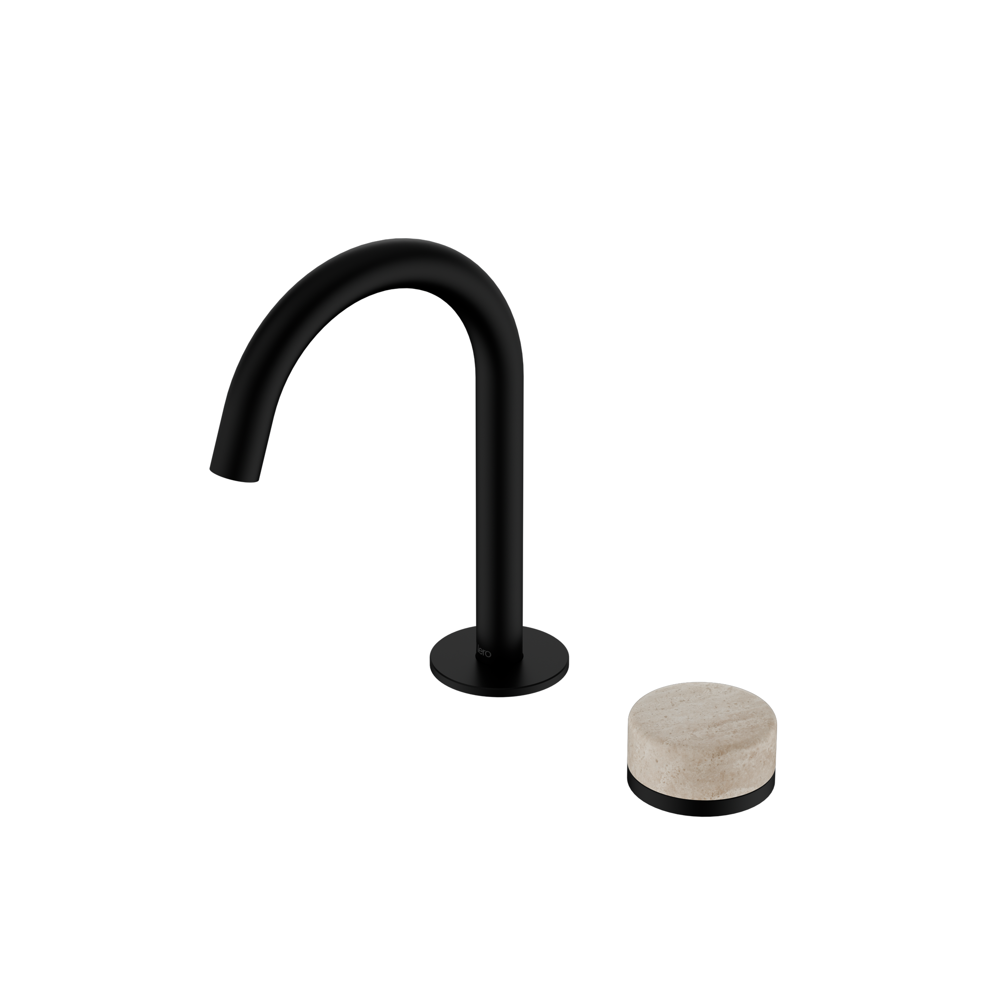 Serenity Progressive Basin Mixer Arc Spout With Rome Travertine Handle Matte Black