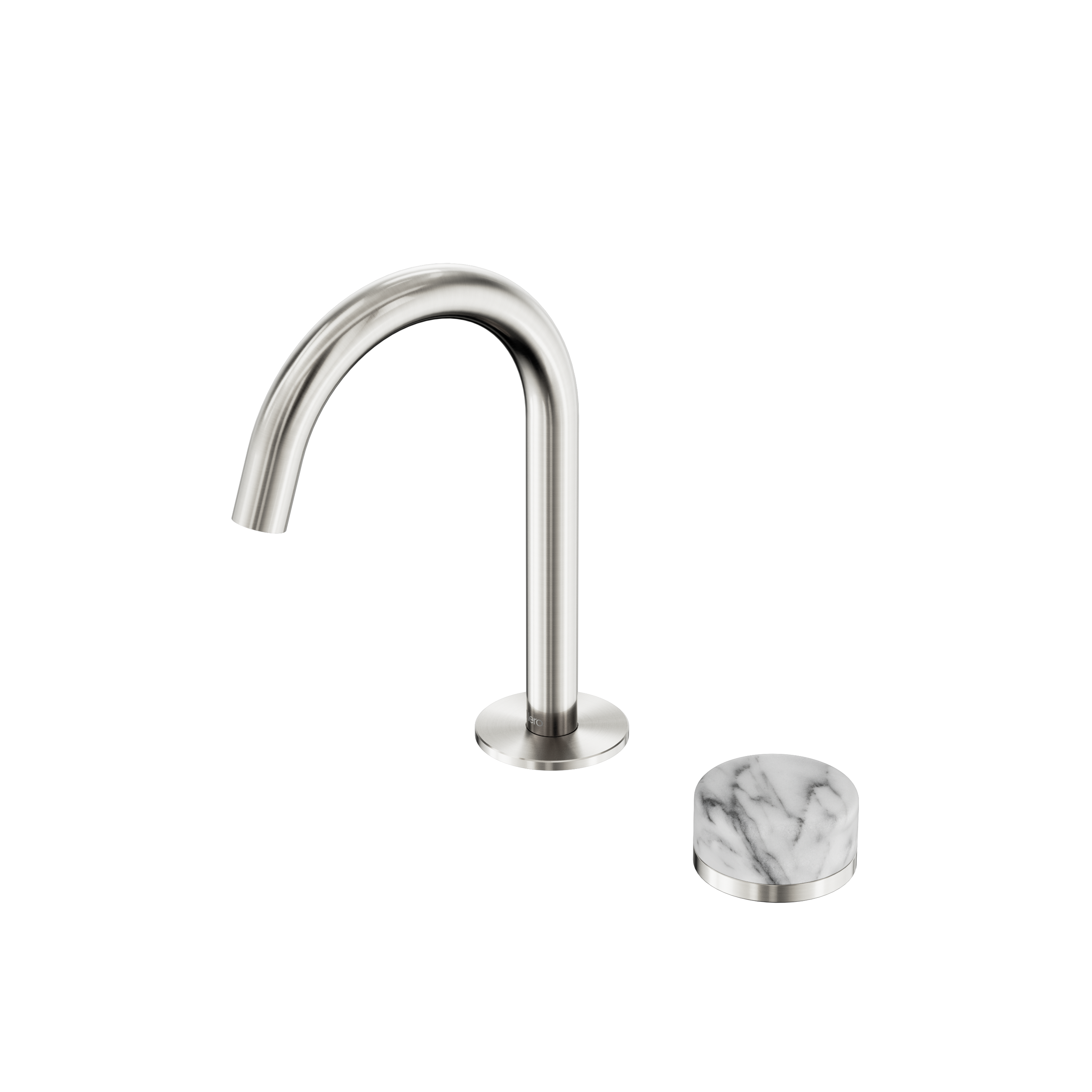 Serenity Progressive Basin Mixer Arc Spout With Arabescato Corchia Handle Brushed Nickel