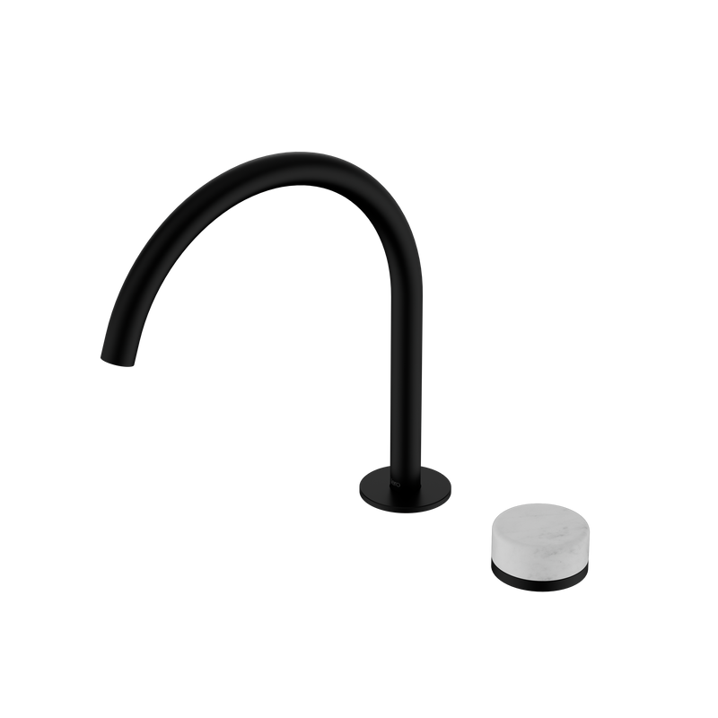 Serenity Progressive Bath/Kitchen Mixer Arc Spout With Carrara Handle Matte Black