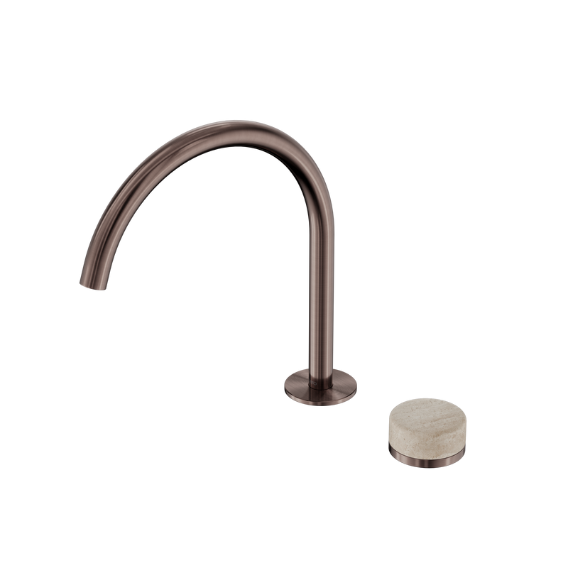 Serenity Progressive Bath/Kitchen Mixer Arc Spout With Rome Travertine Handle Brushed Bronze
