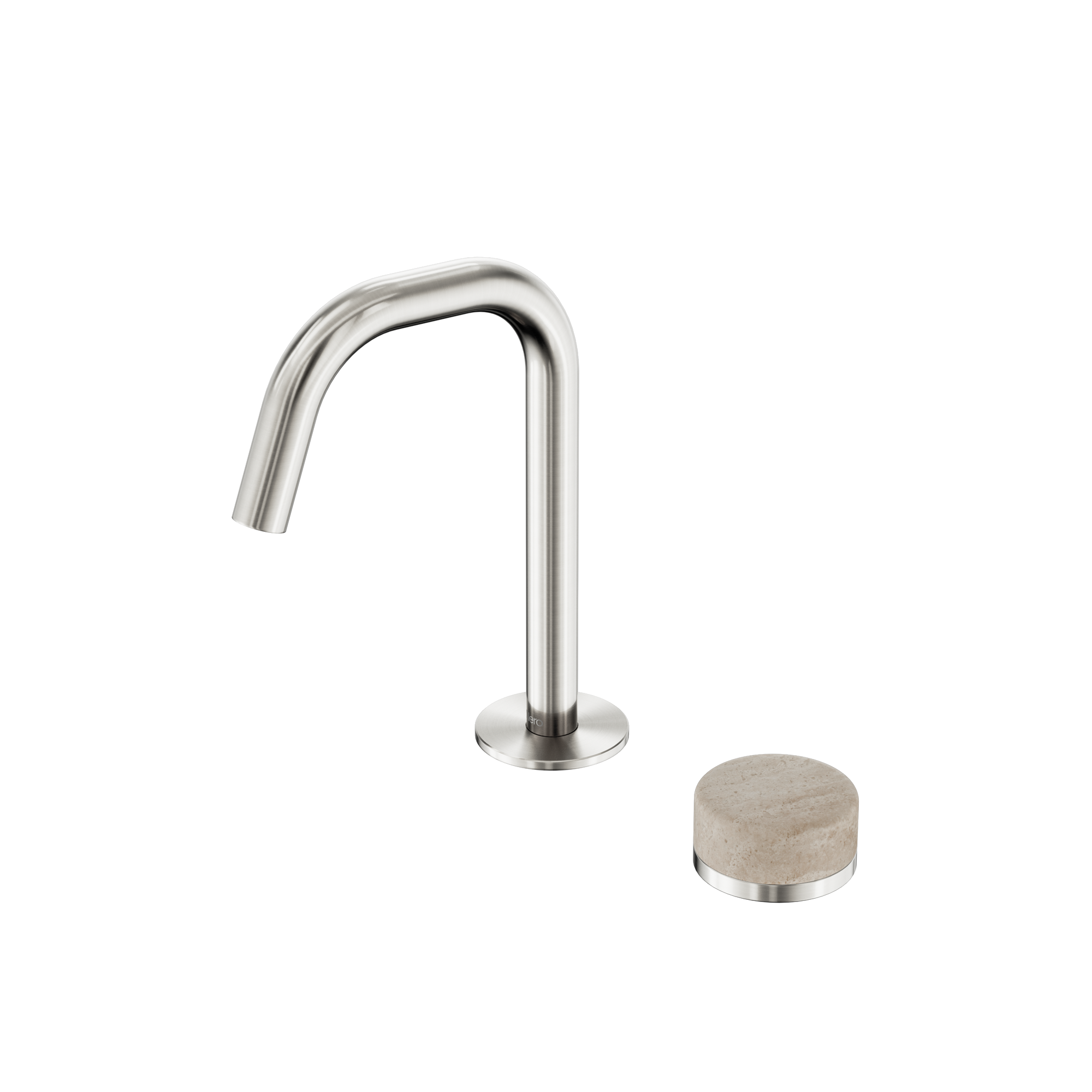 Serenity Progressive Basin Mixer Edge Spout With Rome Travertine Handle Brushed Nickel