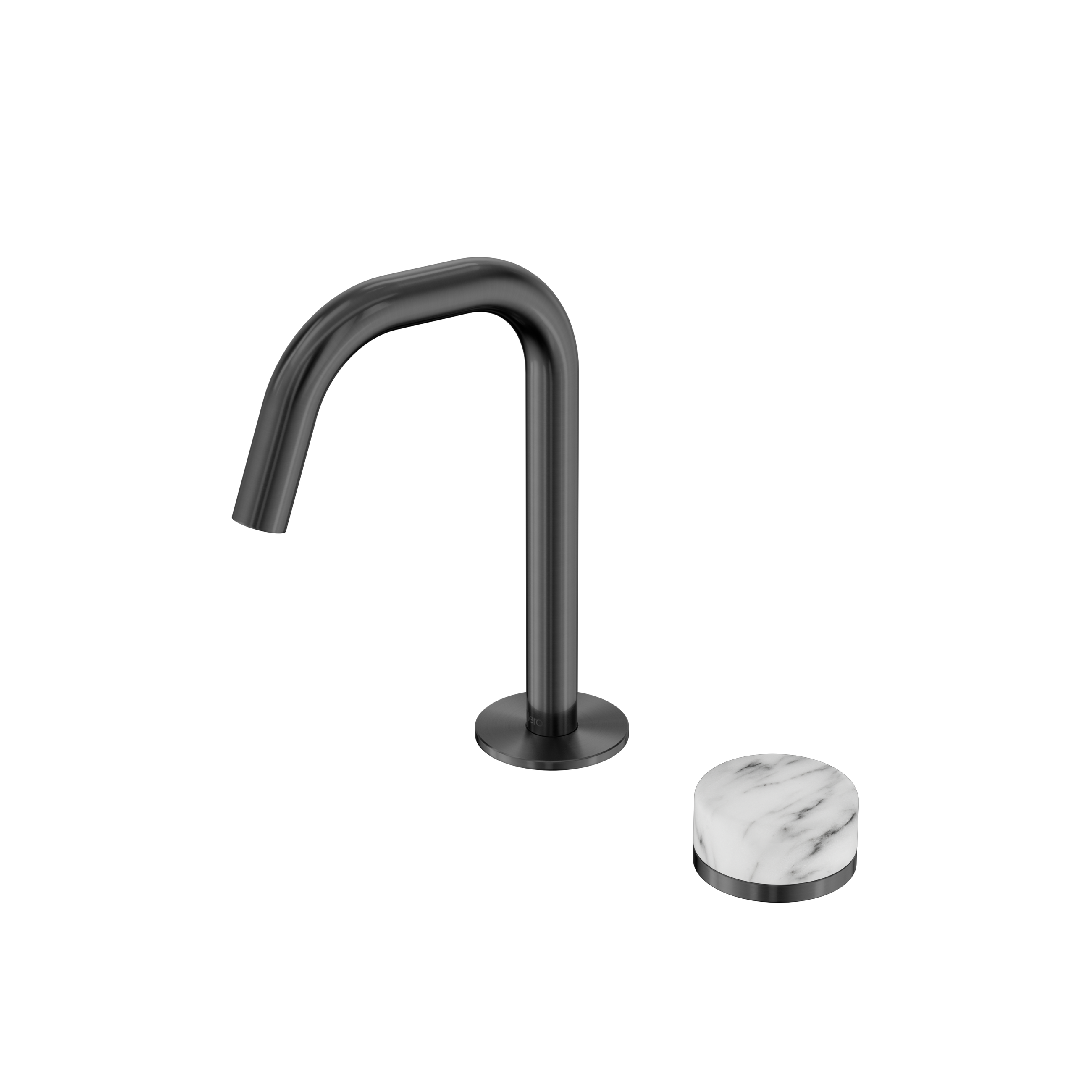 Serenity Progressive Basin Mixer Edge Spout With Arabescato Corchia Handle Gun Metal