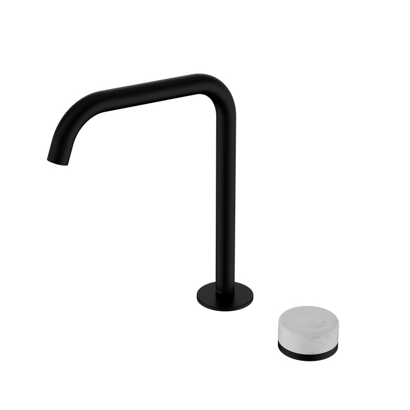 Serenity Progressive Bath/Kitchen Mixer Edge Spout With Carrara Handle Matte Black