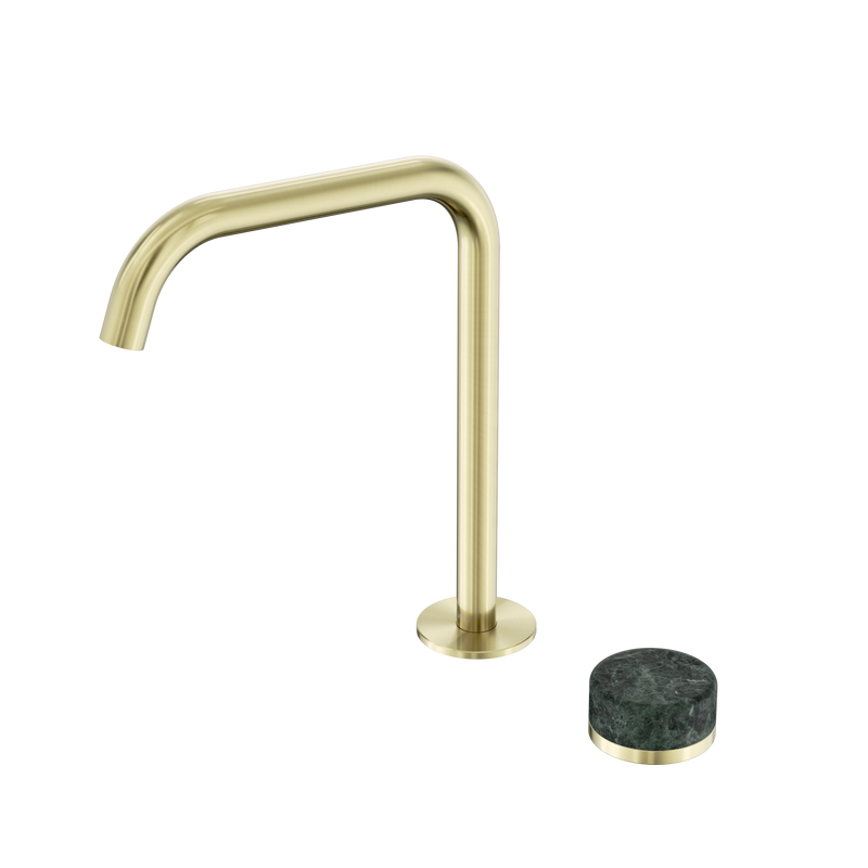 Serenity Progressive Bath/Kitchen Mixer Edge Spout With Verde Alpi Handle Brushed Gold