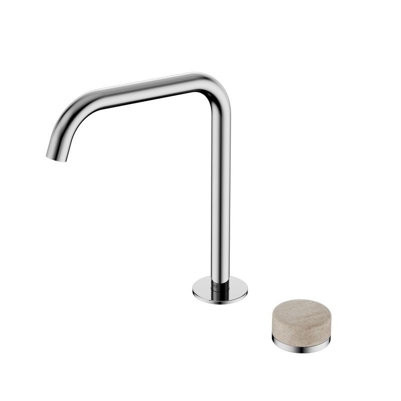 Serenity Progressive Bath/Kitchen Mixer Edge Spout With Rome Travertine Handle Chrome