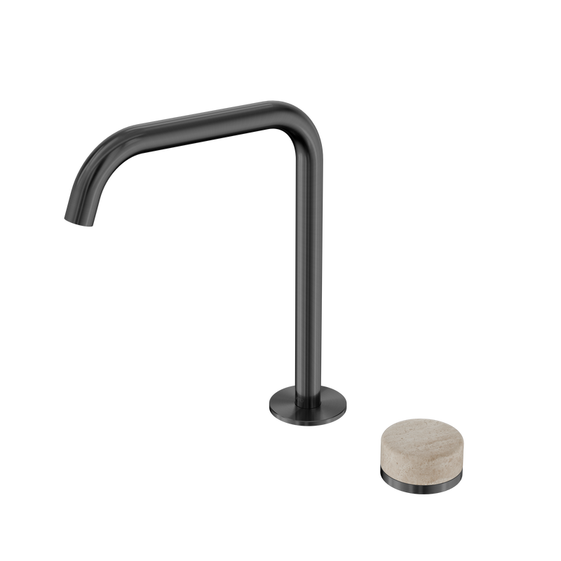 Serenity Progressive Bath/Kitchen Mixer Edge Spout With Rome Travertine Handle Gun Metal