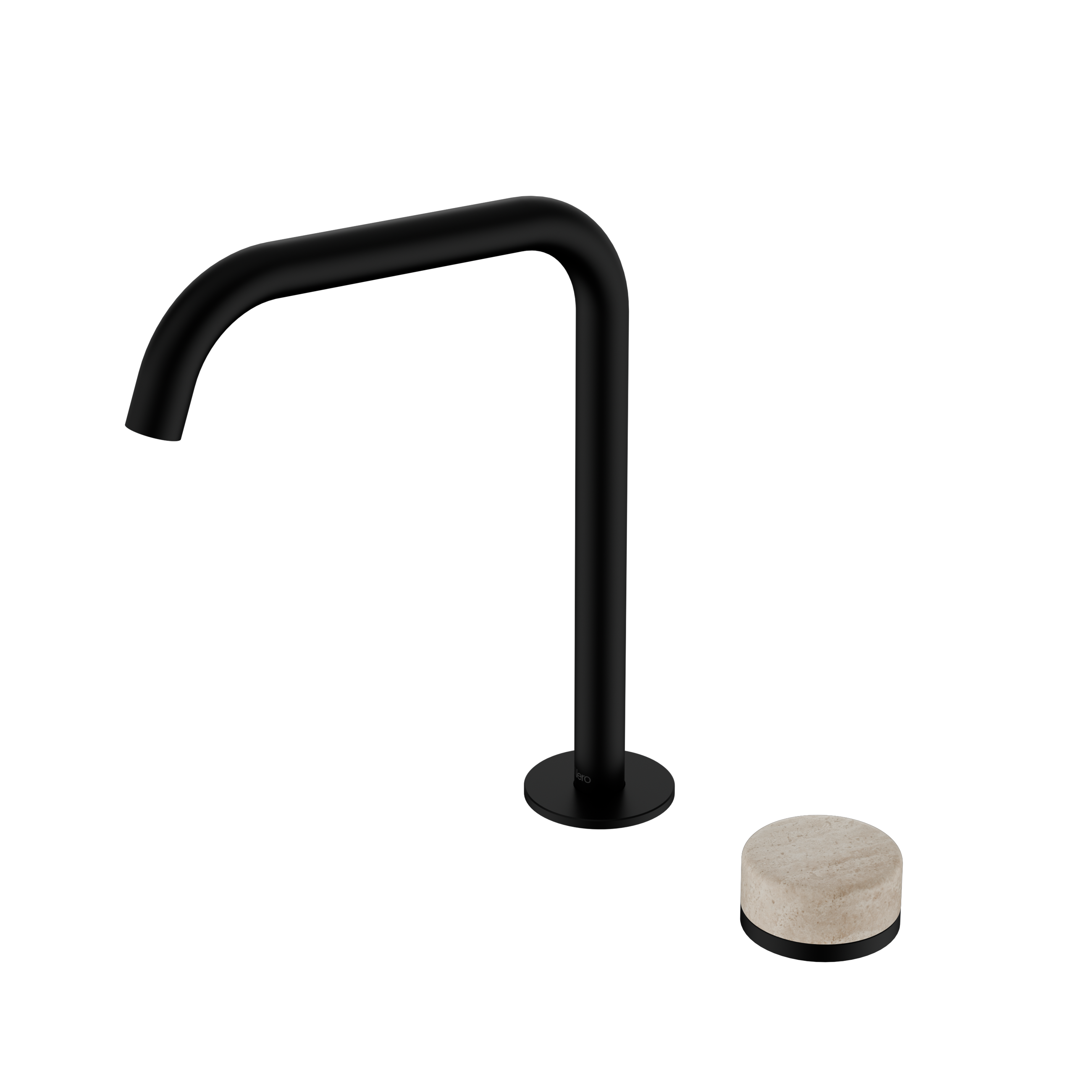 Serenity Progressive Bath/Kitchen Mixer Edge Spout With Rome Travertine Handle Matte Black