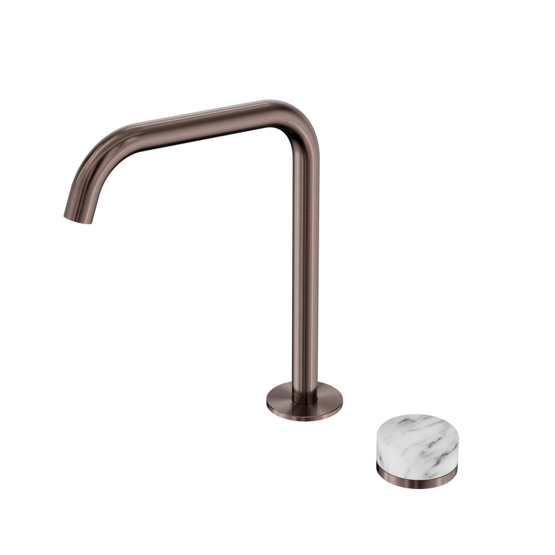 Serenity Progressive Bath/Kitchen Mixer Edge Spout With Arabescato Corchia Handle Brushed Bronze