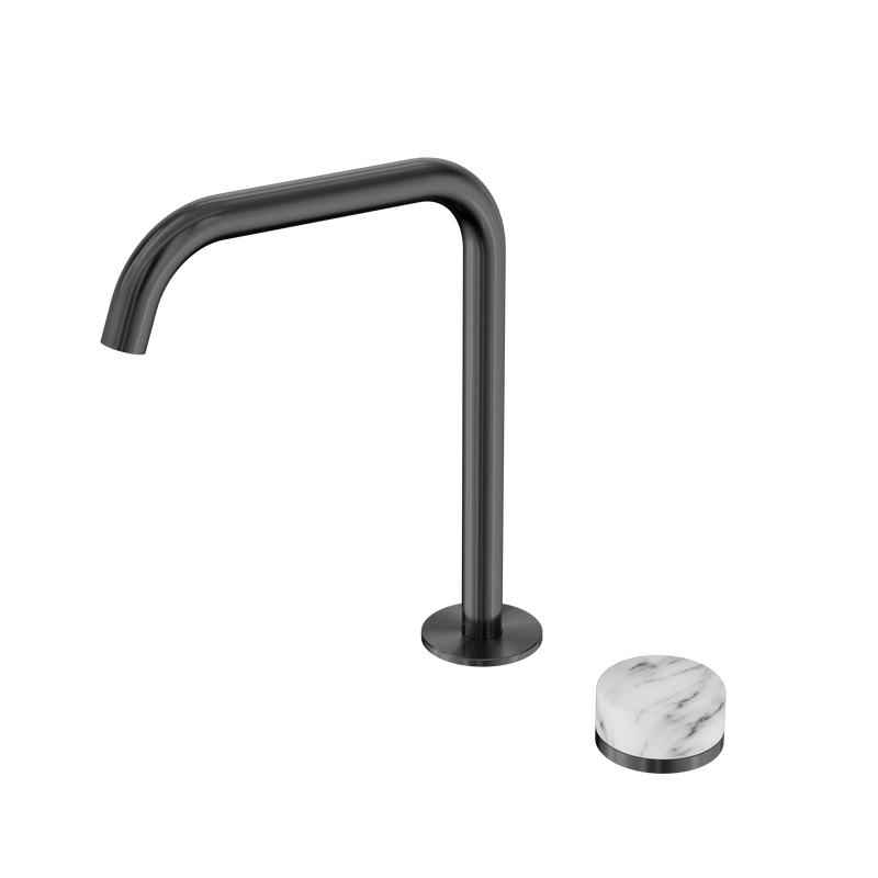 Serenity Progressive Bath/Kitchen Mixer Edge Spout With Arabescato Corchia Handle Gun Metal