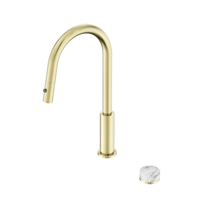 Serenity Progressive Pull Out kitchen Set With Arabescato Corchia Handle Brushed Gold