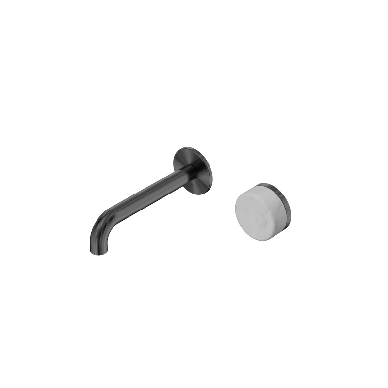 Serenity Progressive Wall Basin Mixer 160mm Spout With Carrara Handle Gun Metal