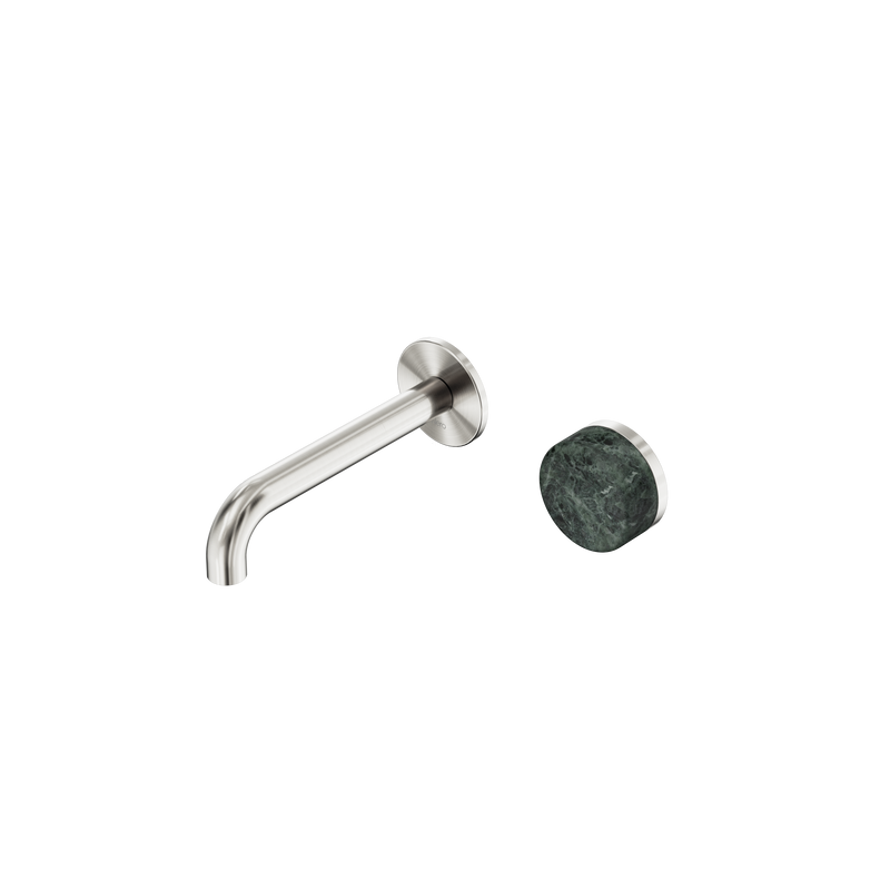 Serenity Progressive Wall Basin Mixer 160mm Spout With Verde Alpi Handle Brushed Nickel