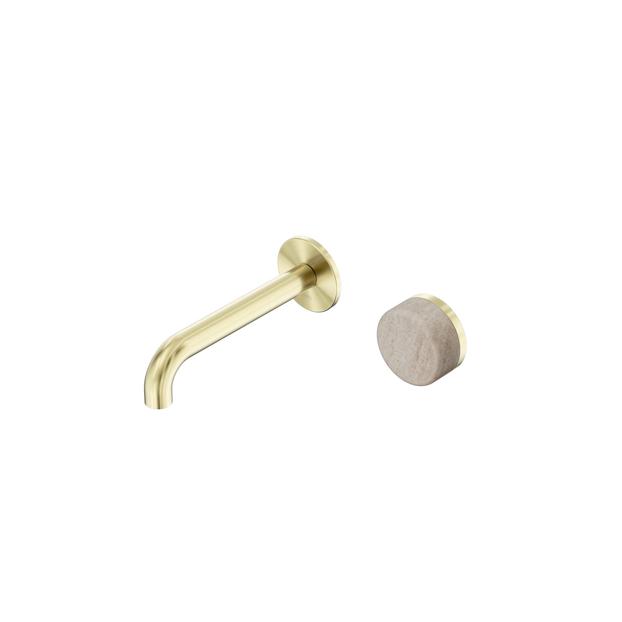 Serenity Progressive Wall Basin Mixer 160mm Spout With Rome Travertine Handle Brushed Gold