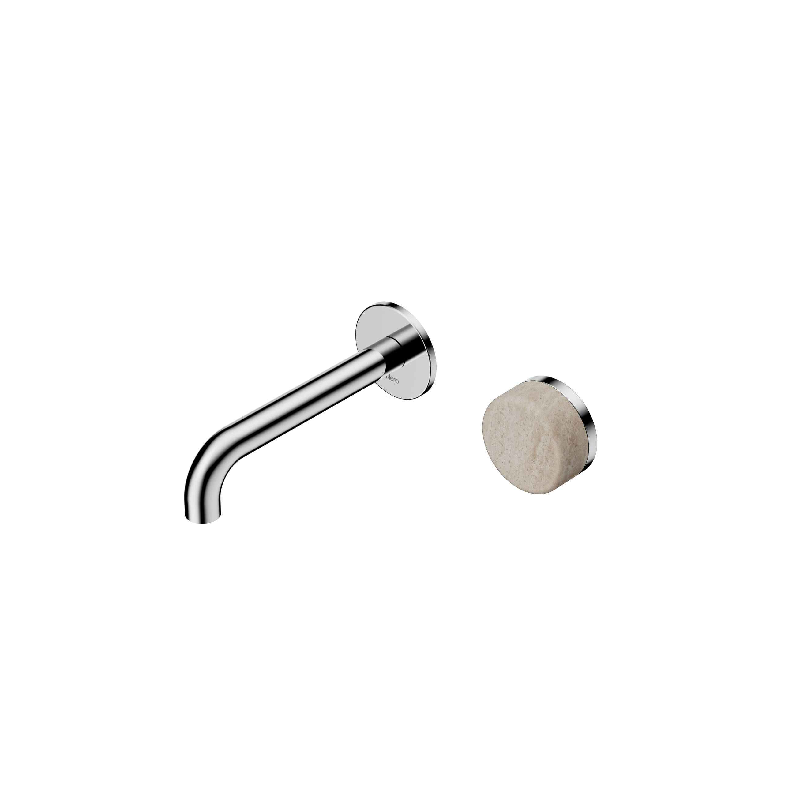 Serenity Progressive Wall Basin Mixer 160mm Spout With Rome Travertine Handle Chrome