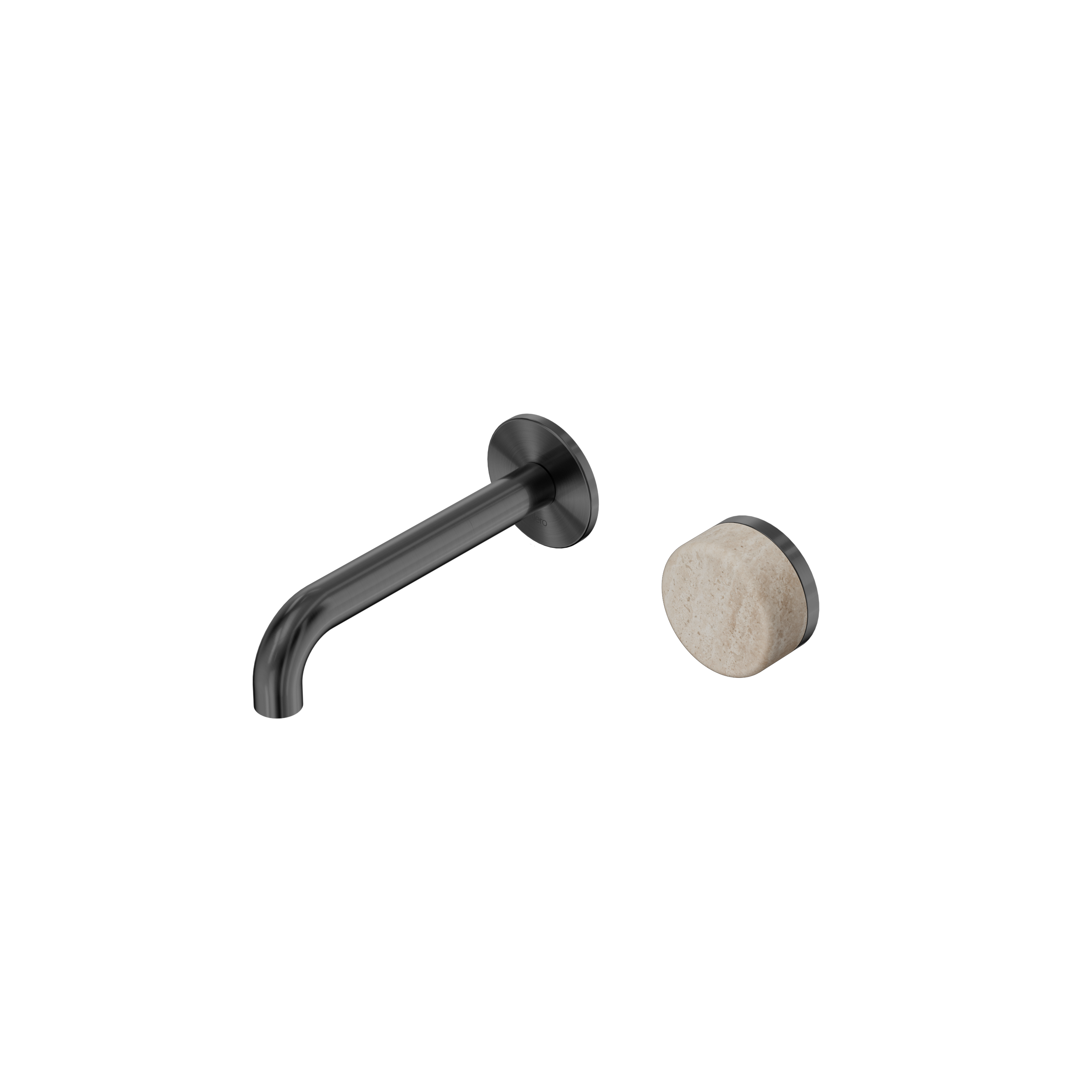 Serenity Progressive Wall Basin Mixer 160mm Spout With Rome Travertine Handle Gun Metal