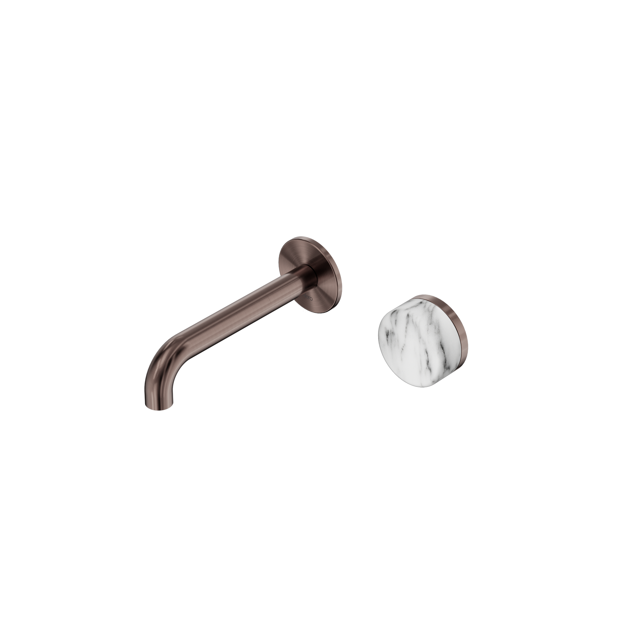 Serenity Progressive Wall Basin Mixer 160mm Spout With Arabescato Corchia Handle Brushed Bronze