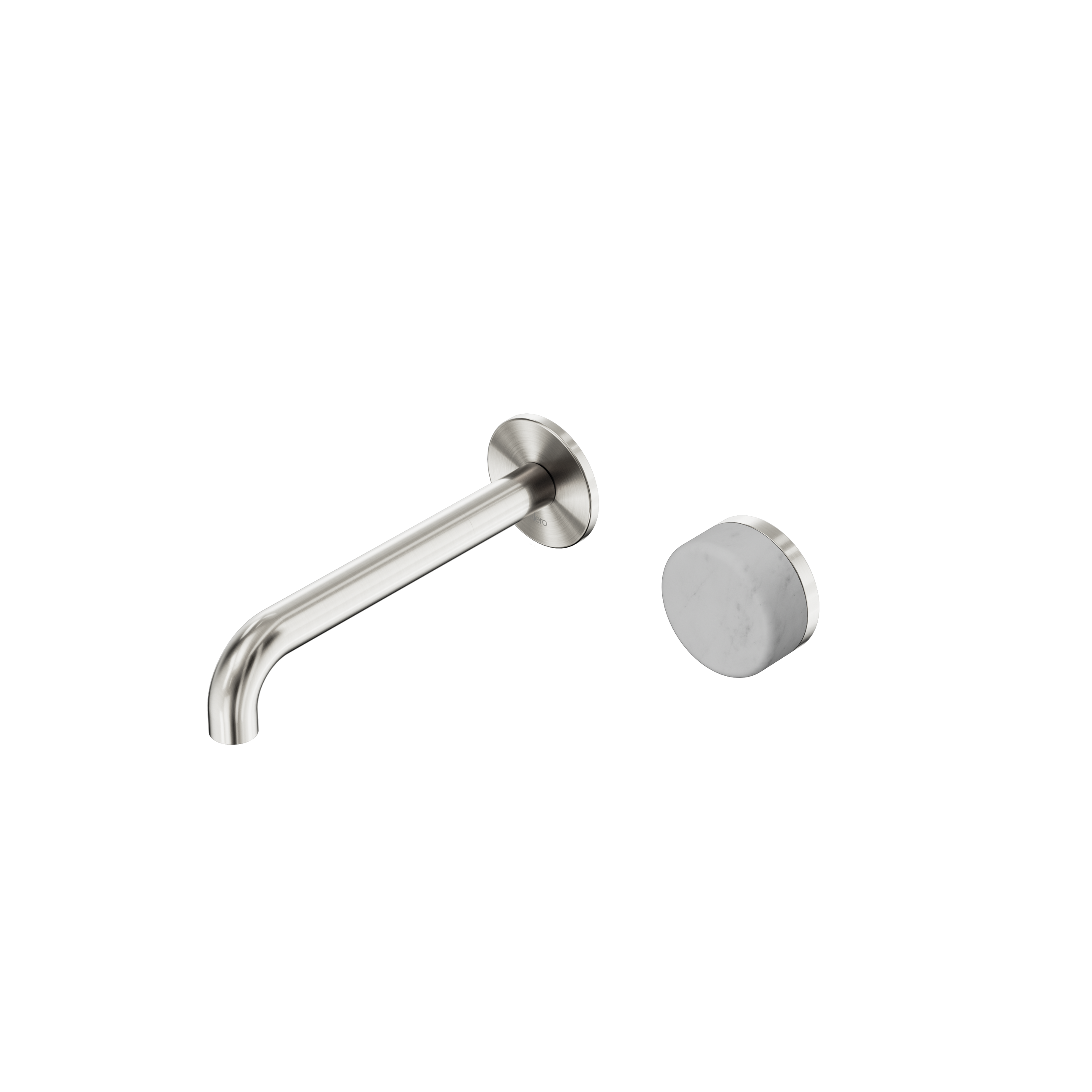 Serenity Progressive Wall Basin Mixer 185mm Spout With Carrara Handle Brushed Nickel