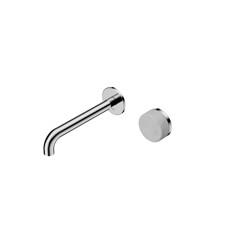 Serenity Progressive Wall Basin Mixer 185mm Spout With Carrara Handle Chrome