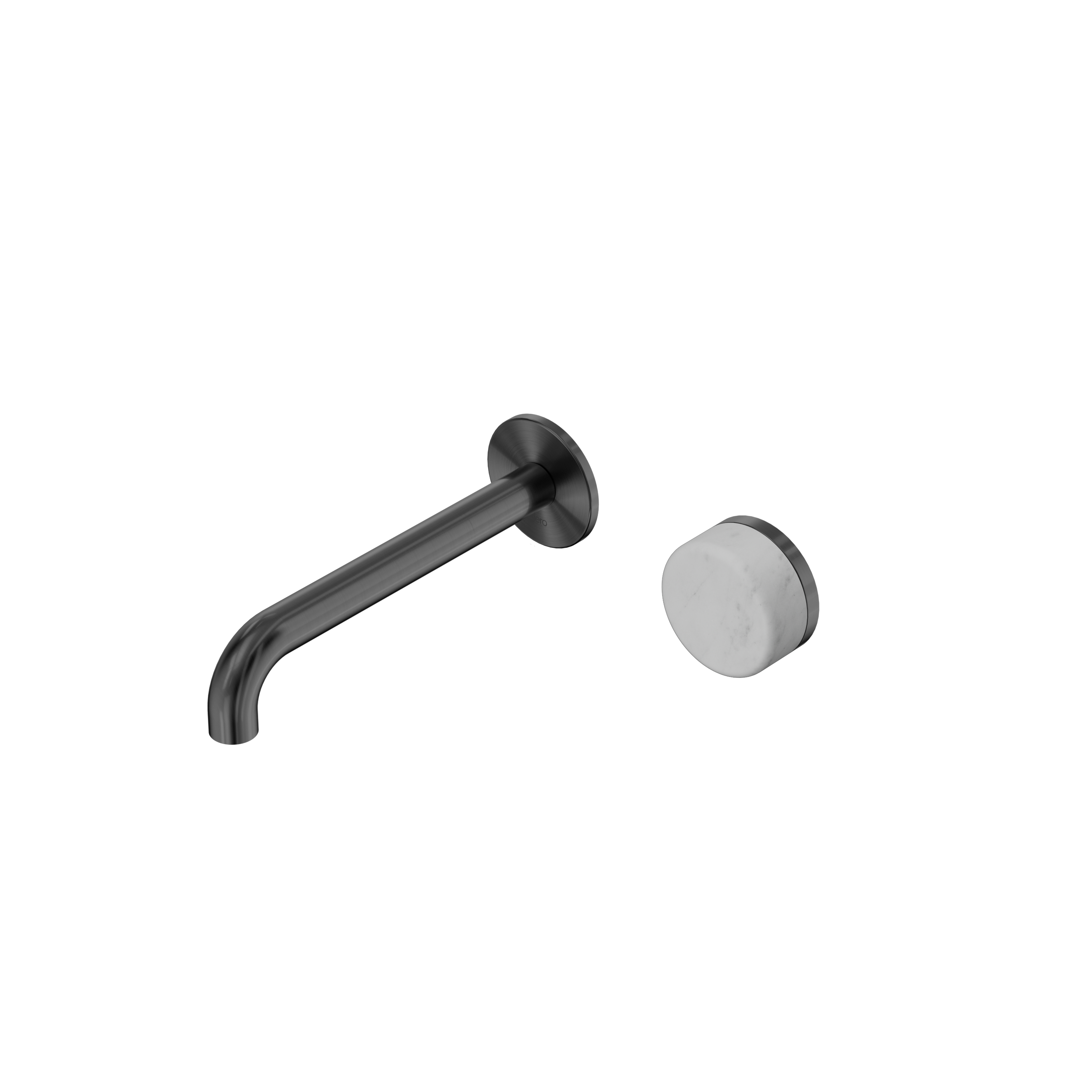 Serenity Progressive Wall Basin Mixer 185mm Spout With Carrara Handle Gun Metal