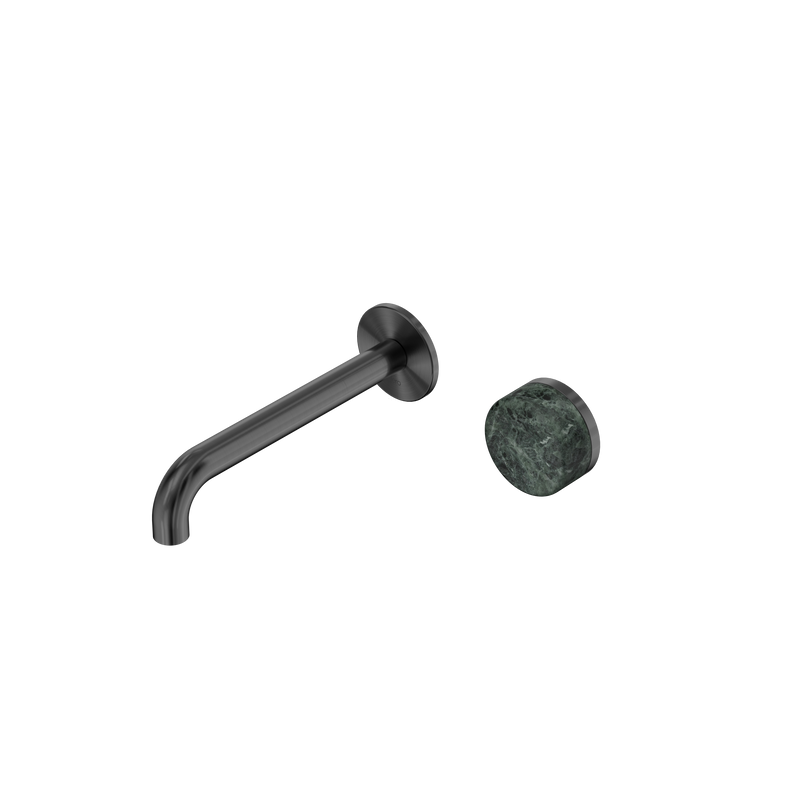 Serenity Progressive Wall Basin Mixer 185mm Spout With Verde Alpi Handle Gun Metal