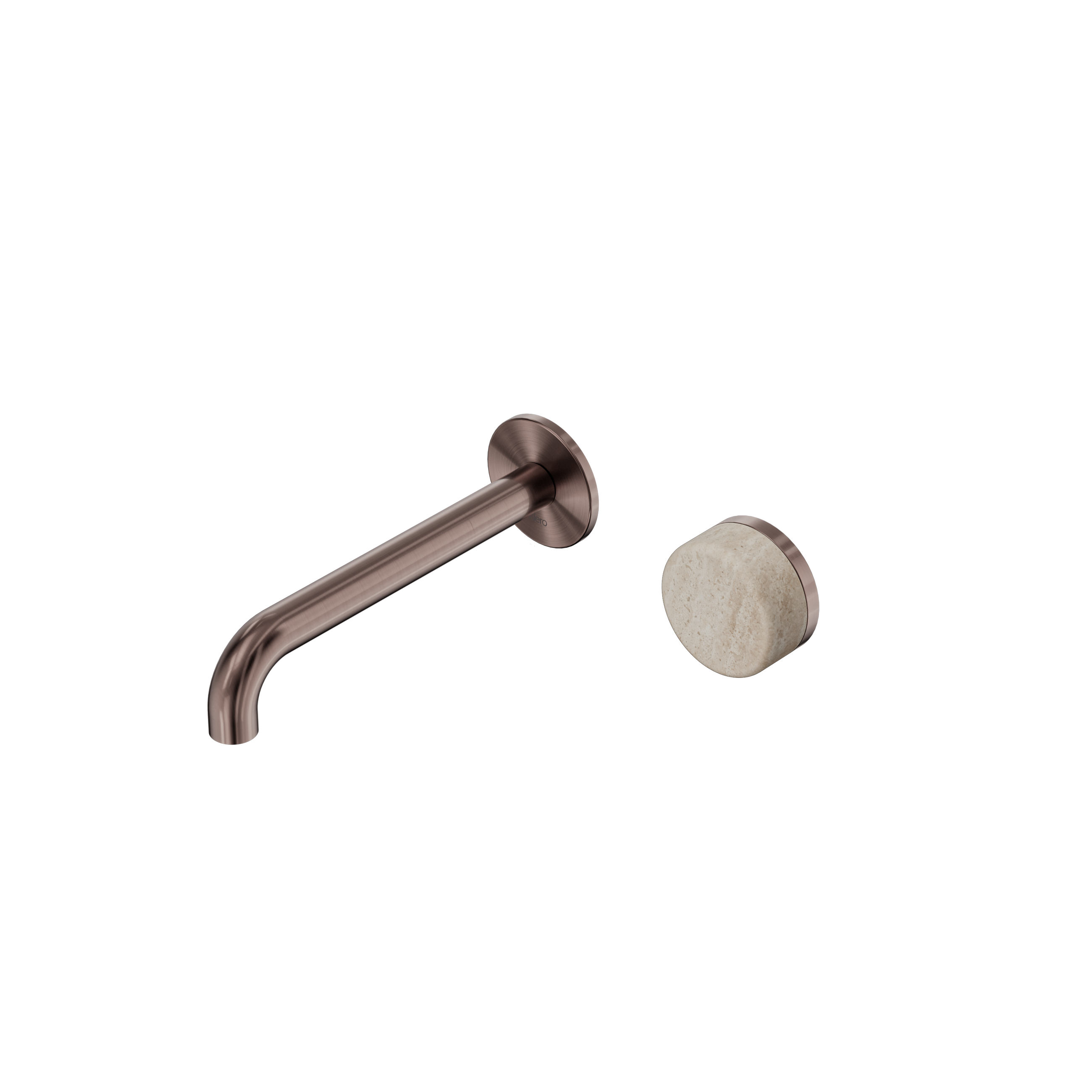 Serenity Progressive Wall Basin Mixer 185mm Spout With Rome Travertine Handle Brushed Bronze