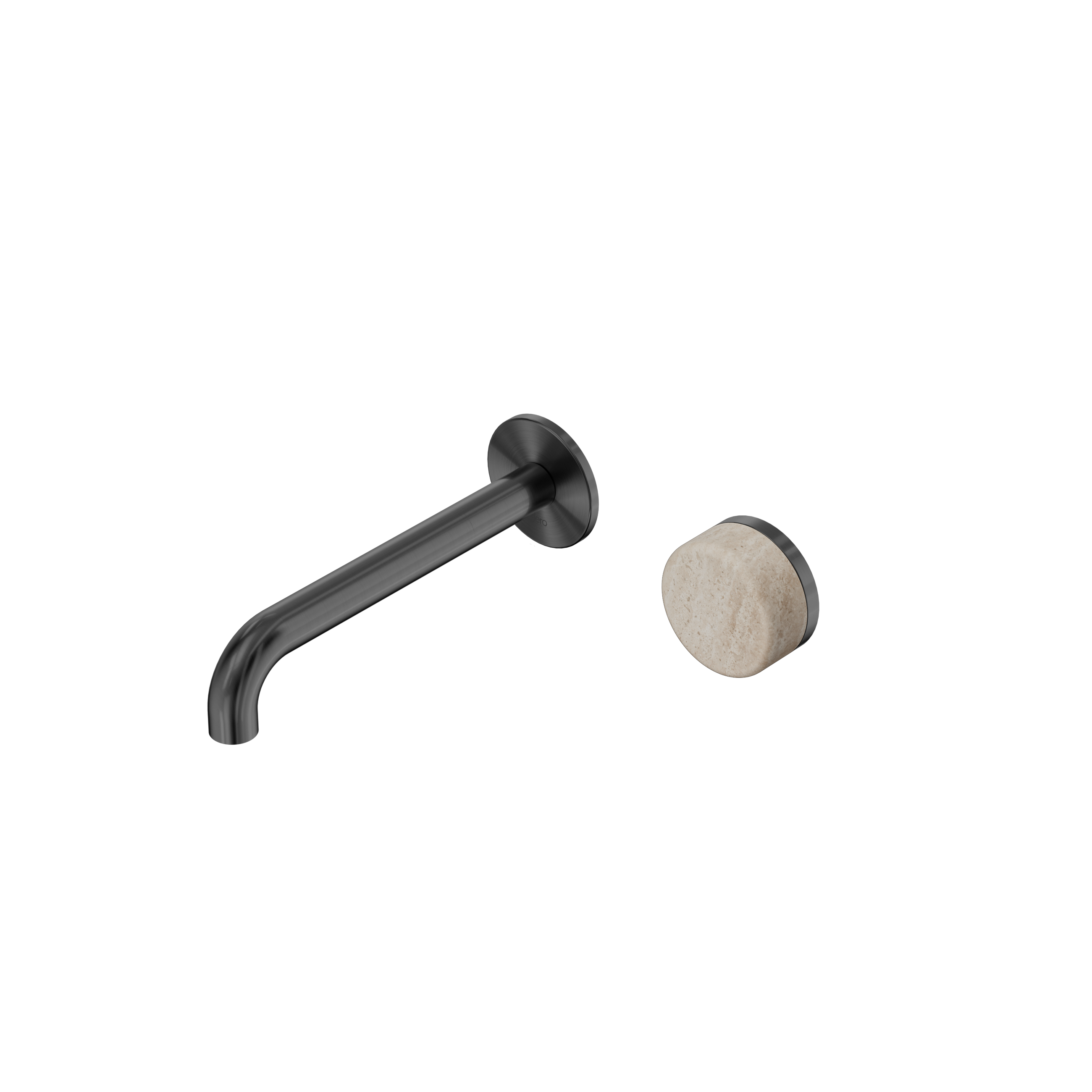 Serenity Progressive Wall Basin Mixer 185mm Spout With Rome Travertine Handle Gun Metal
