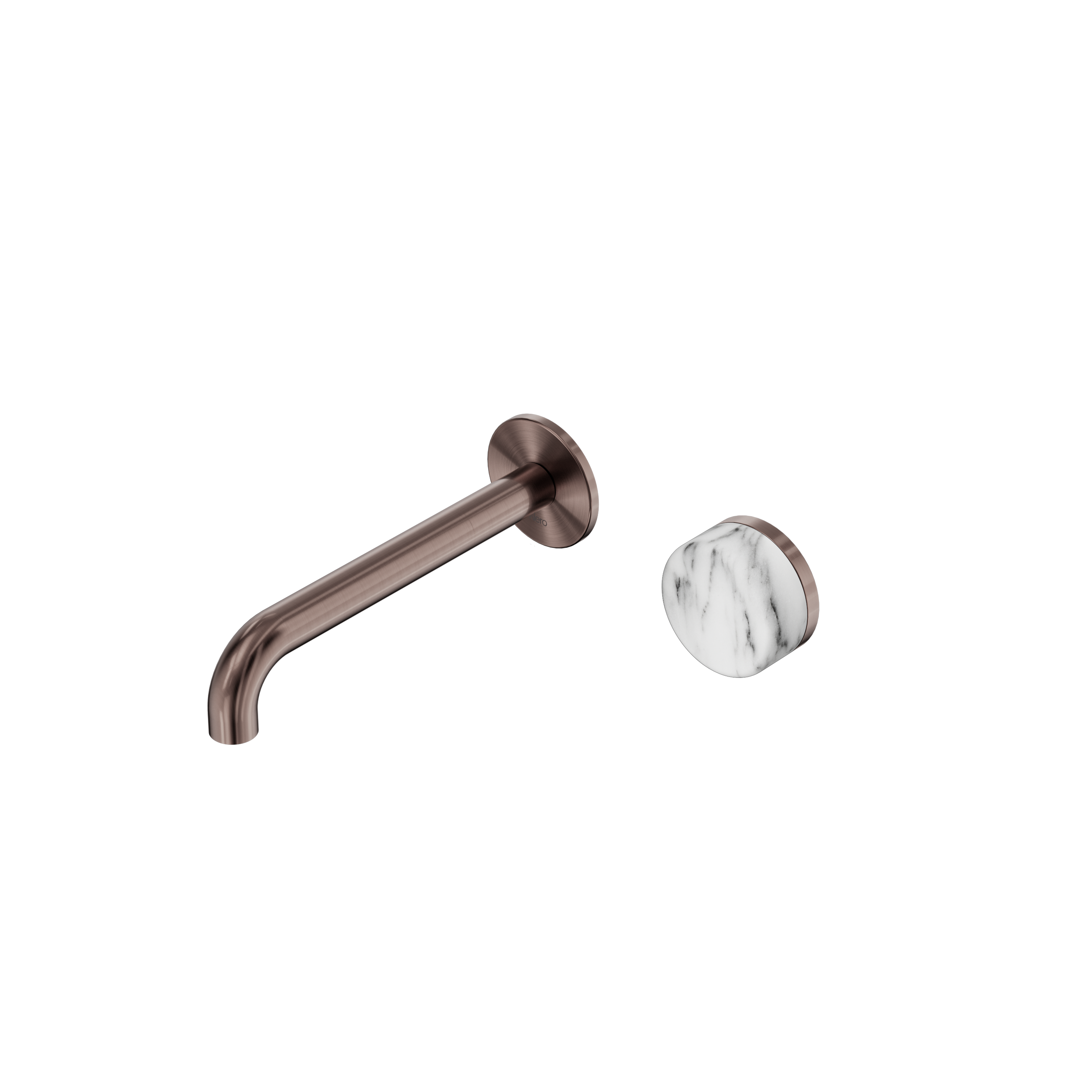 Serenity Progressive Wall Basin Mixer 185mm Spout With Arabescato Corchia Handle Brushed Bronze
