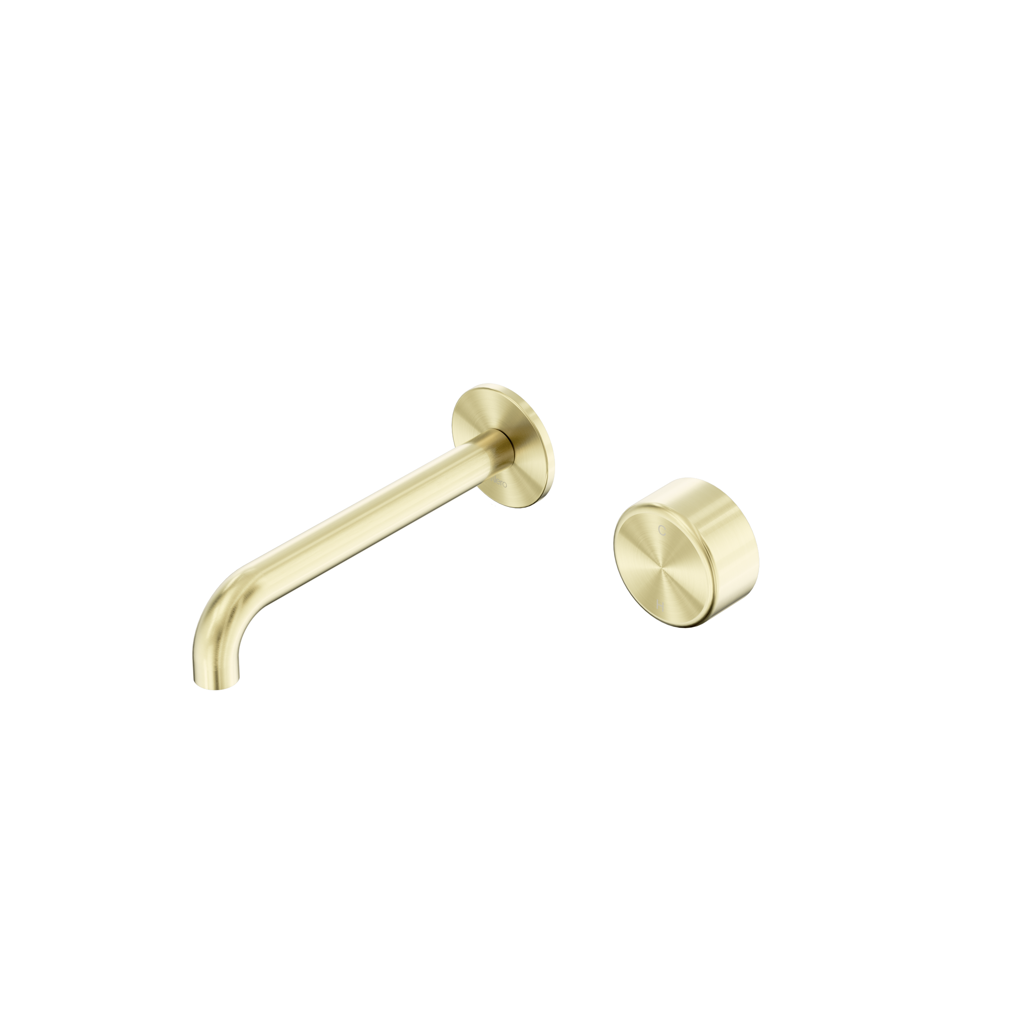 Serenity Progressive Wall Basin Mixer 185mm Spout With Metal Handle Brushed Gold