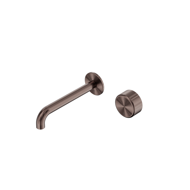 Serenity Progressive Wall Basin Mixer 185mm Spout With Metal Handle Brushed Bronze