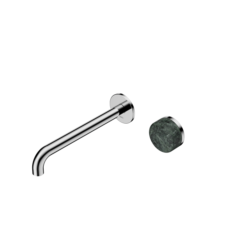 Serenity Progressive Wall Basin Mixer 220mm Spout With Verde Alpi Handle Chrome
