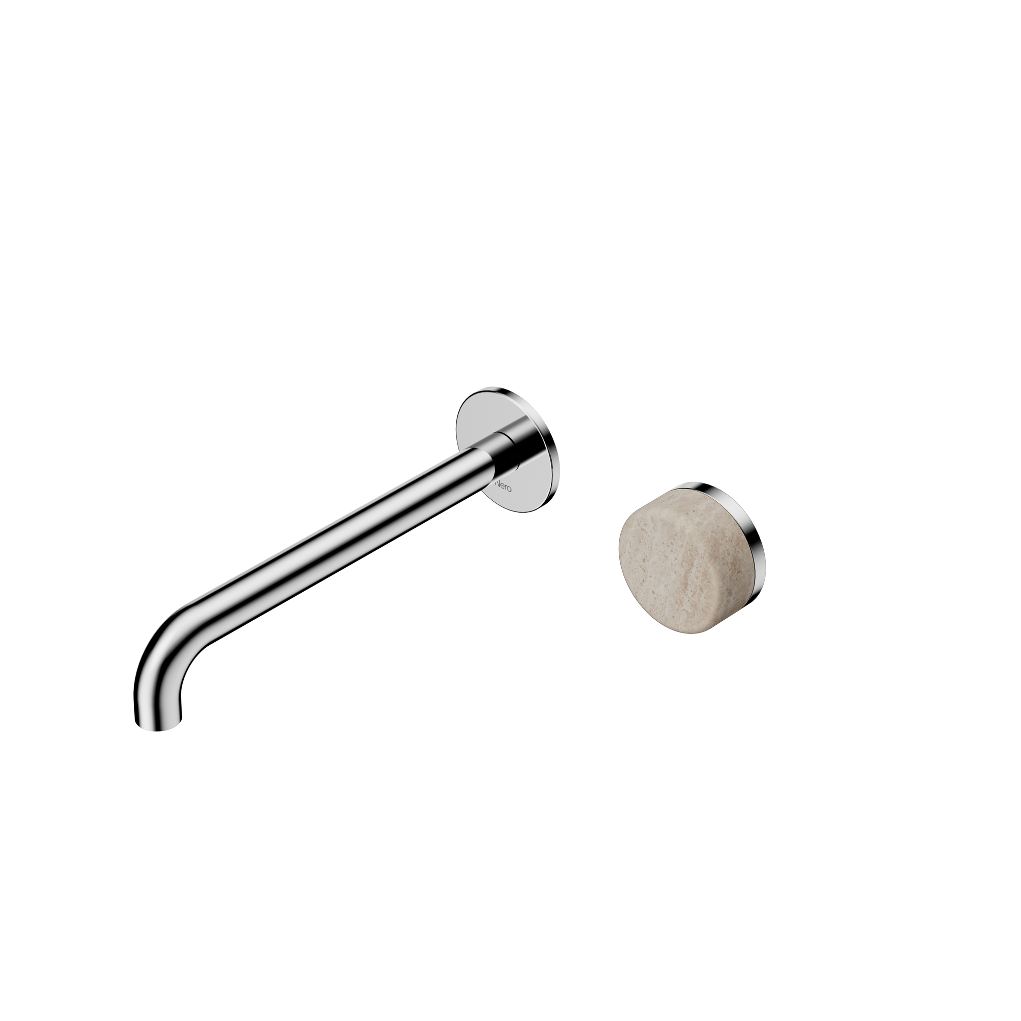 Serenity Progressive Wall Basin Mixer 220mm Spout With Rome Travertine Handle Chrome